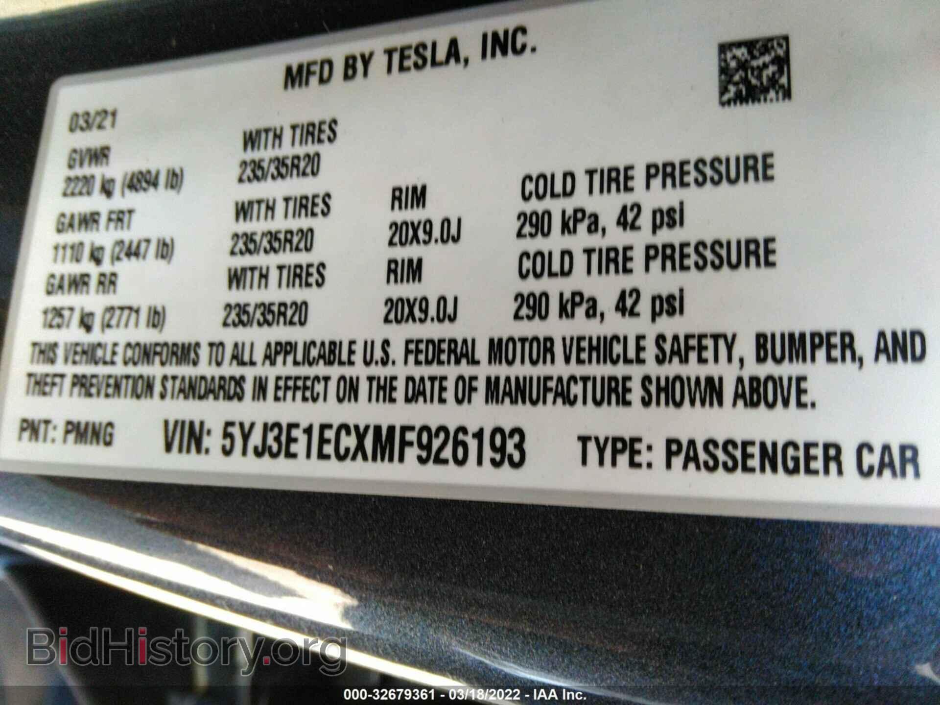 2021 TESLA MODEL 3 - VIN: 5YJ3E1ECXMF926193 - Photo 9