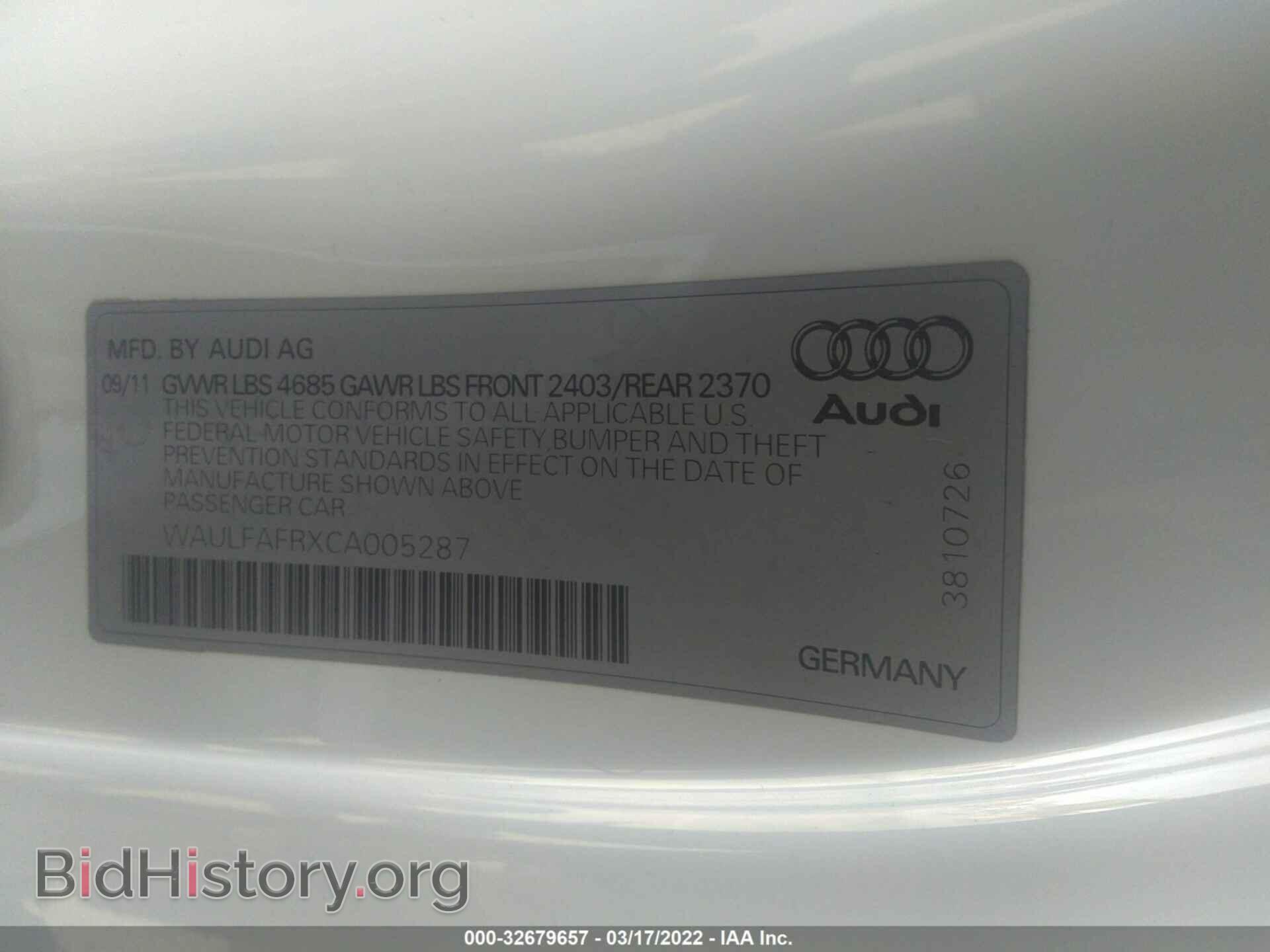 2012 AUDI A5 - VIN: WAULFAFRXCA005287 - Photo 9