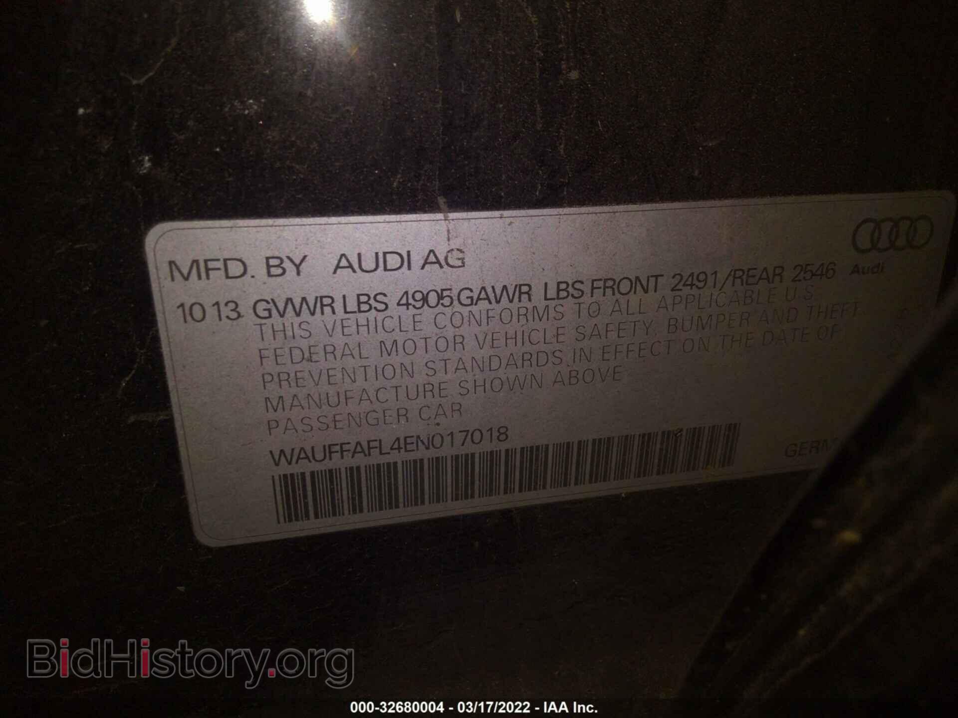 2014 AUDI A4 - VIN: WAUFFAFL4EN017018 - Фото 9