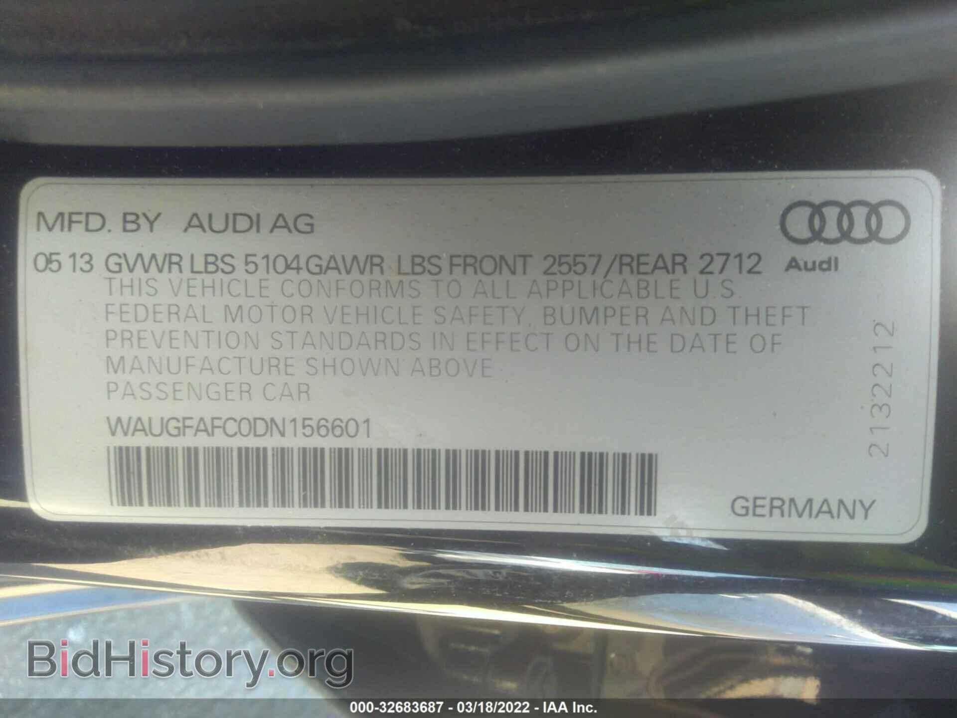 2013 AUDI A6 - VIN: WAUGFAFC0DN156601 - Фото 9