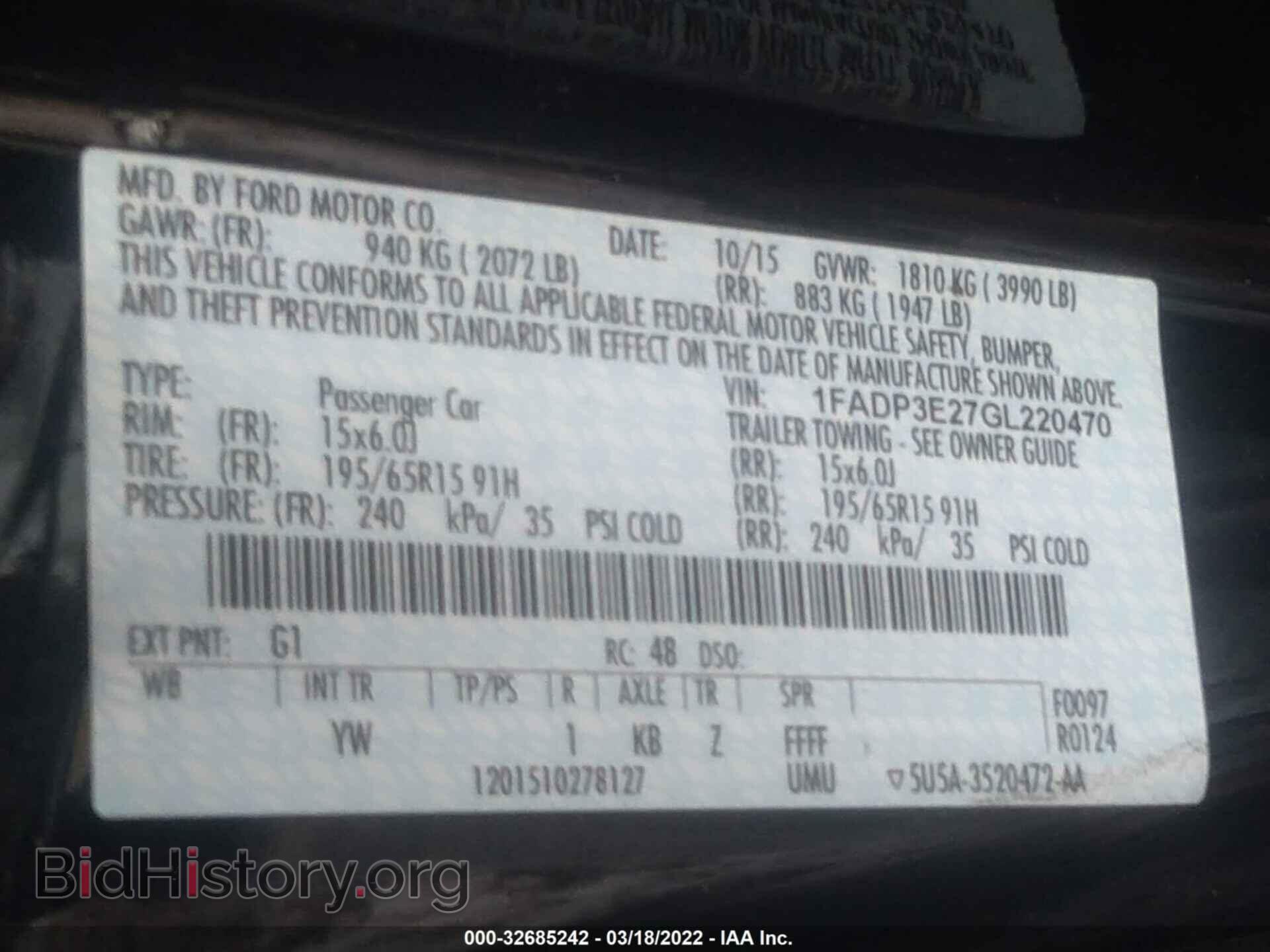 2016 FORD FOCUS - VIN: 1FADP3E27GL220470 - Фото 9