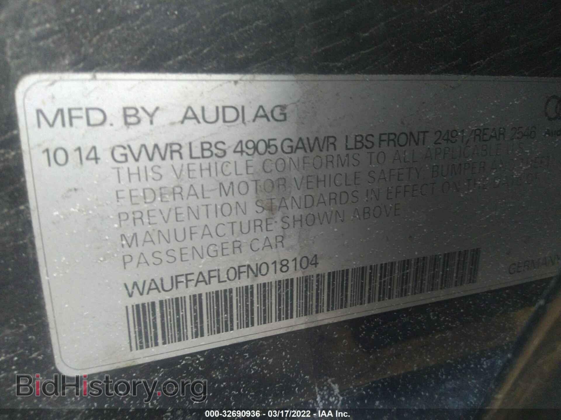 2015 AUDI A4 - VIN: WAUFFAFL0FN018104 - Фото 9