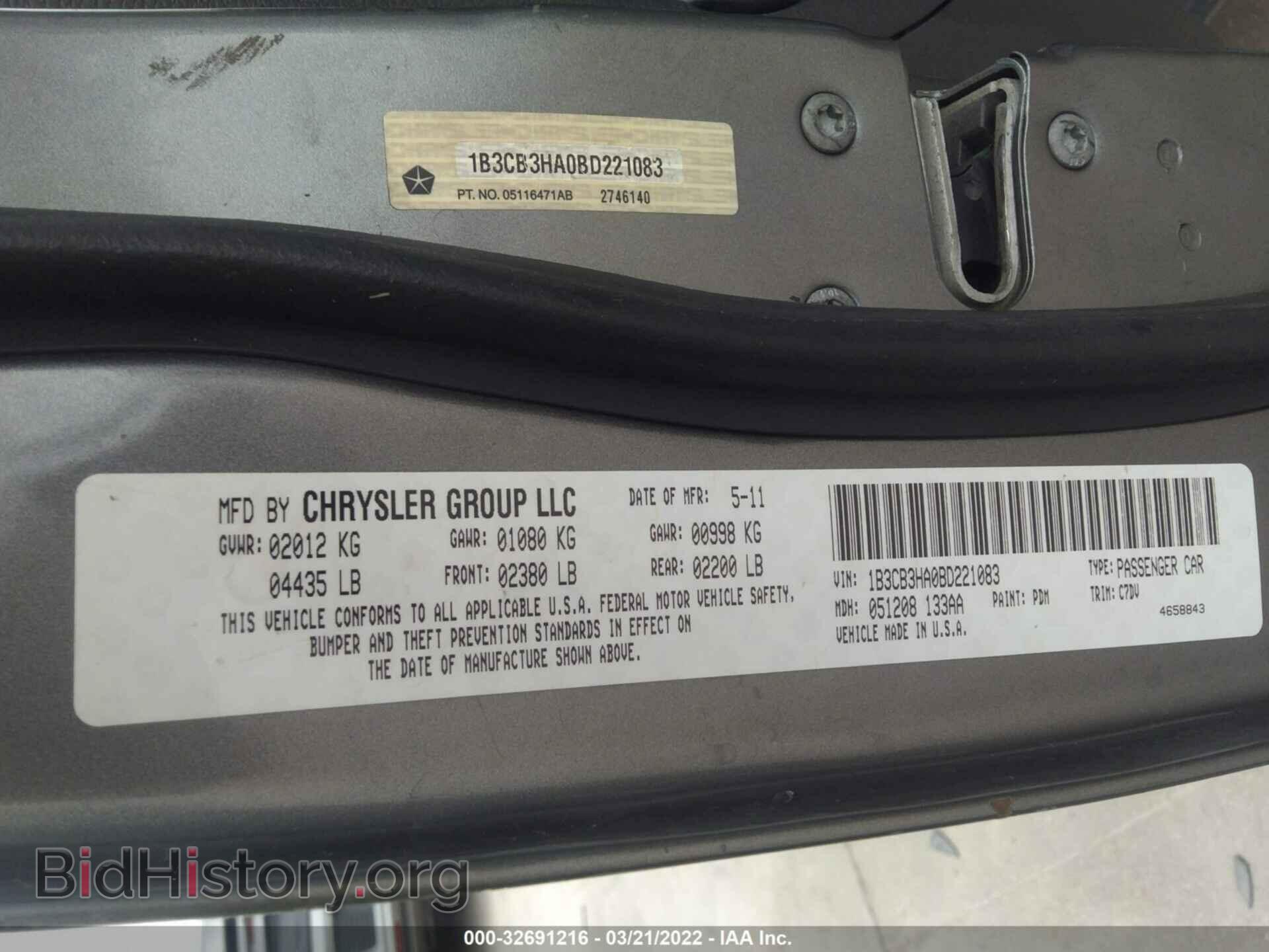 2011 DODGE CALIBER - VIN: 1B3CB3HA0BD221083 - Фото 9