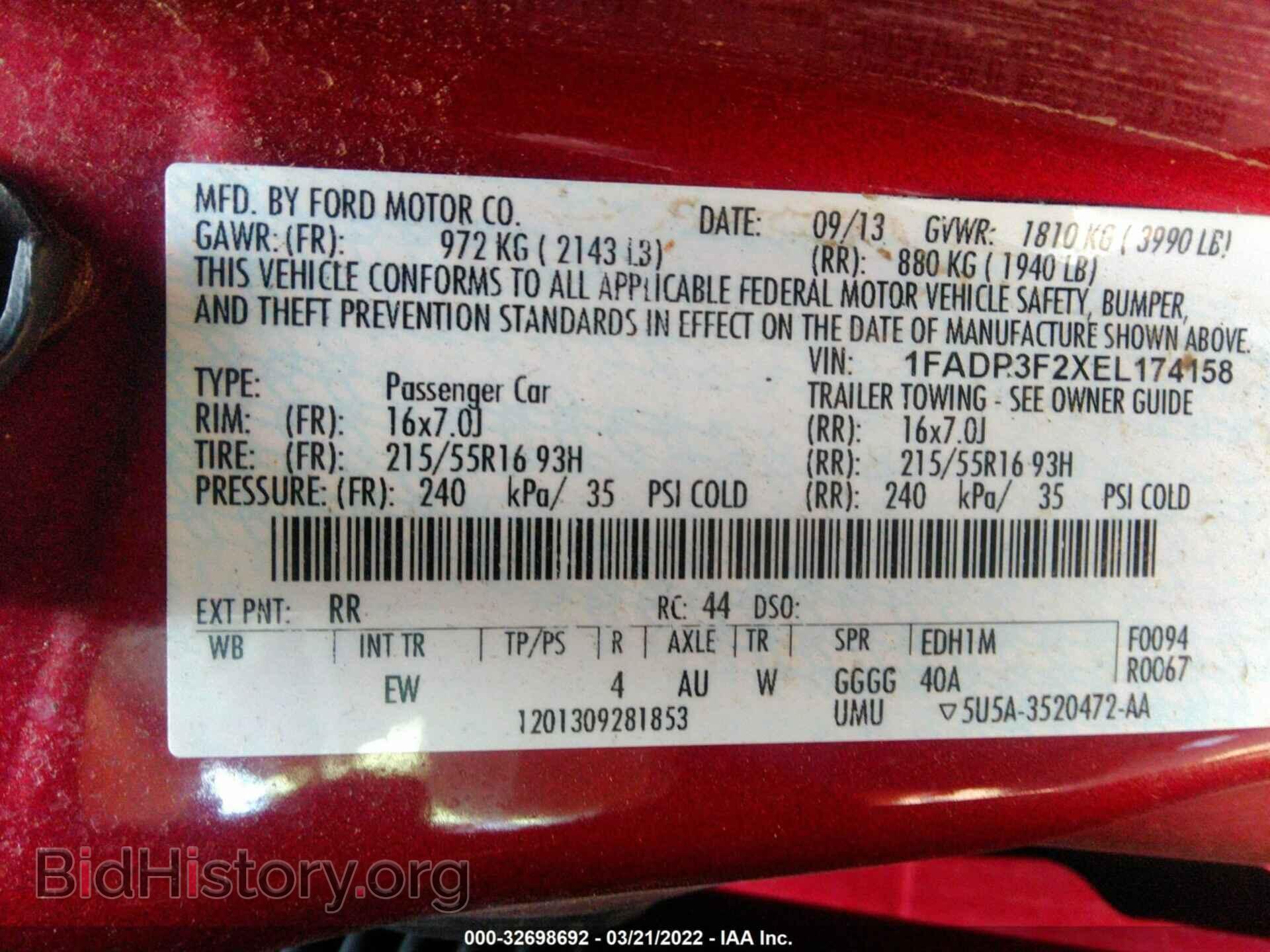 2014 FORD FOCUS - VIN: 1FADP3F2XEL174158 - Фото 9
