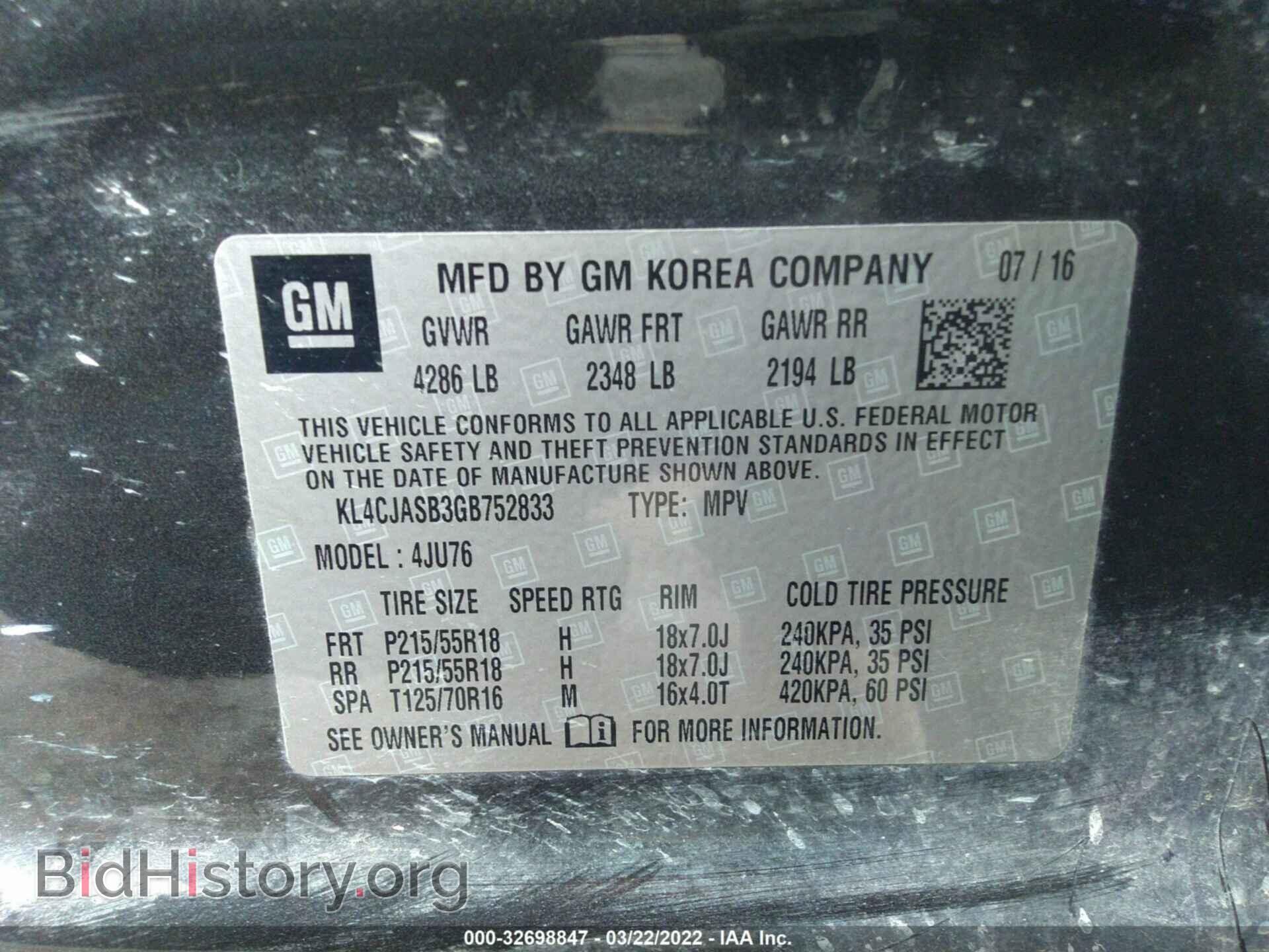 2016 BUICK ENCORE - VIN: KL4CJASB3GB752833 - Photo 9