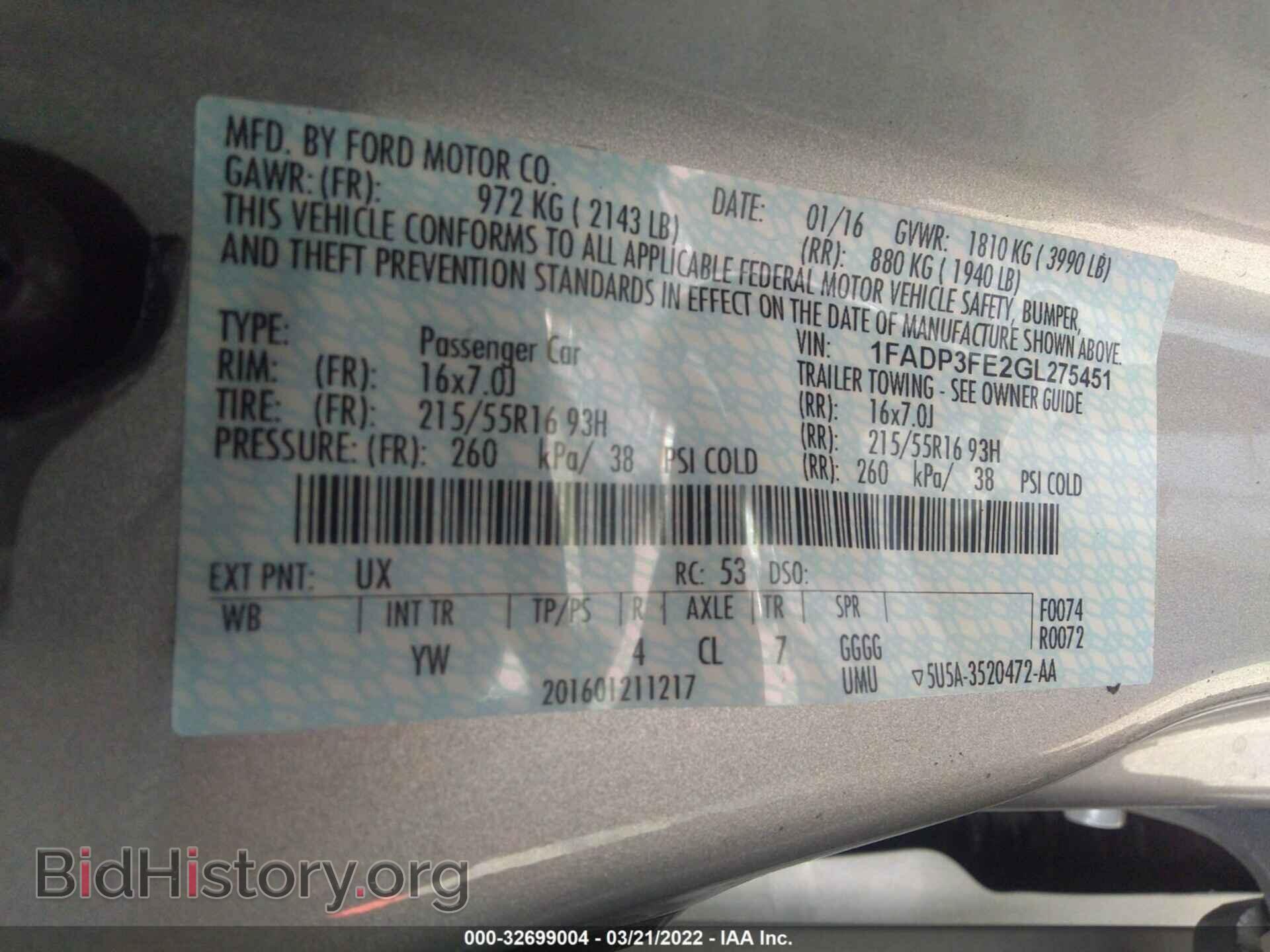 2016 FORD FOCUS - VIN: 1FADP3FE2GL275451 - Фото 9
