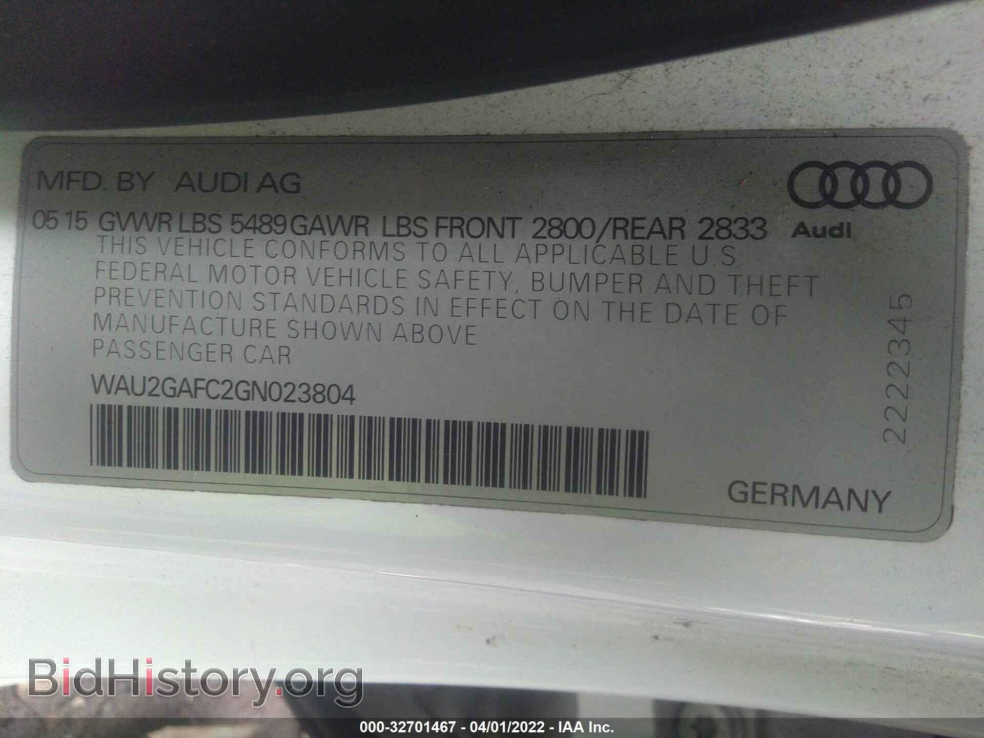 2016 AUDI A7 - VIN: WAU2GAFC2GN023804 - Фото 9