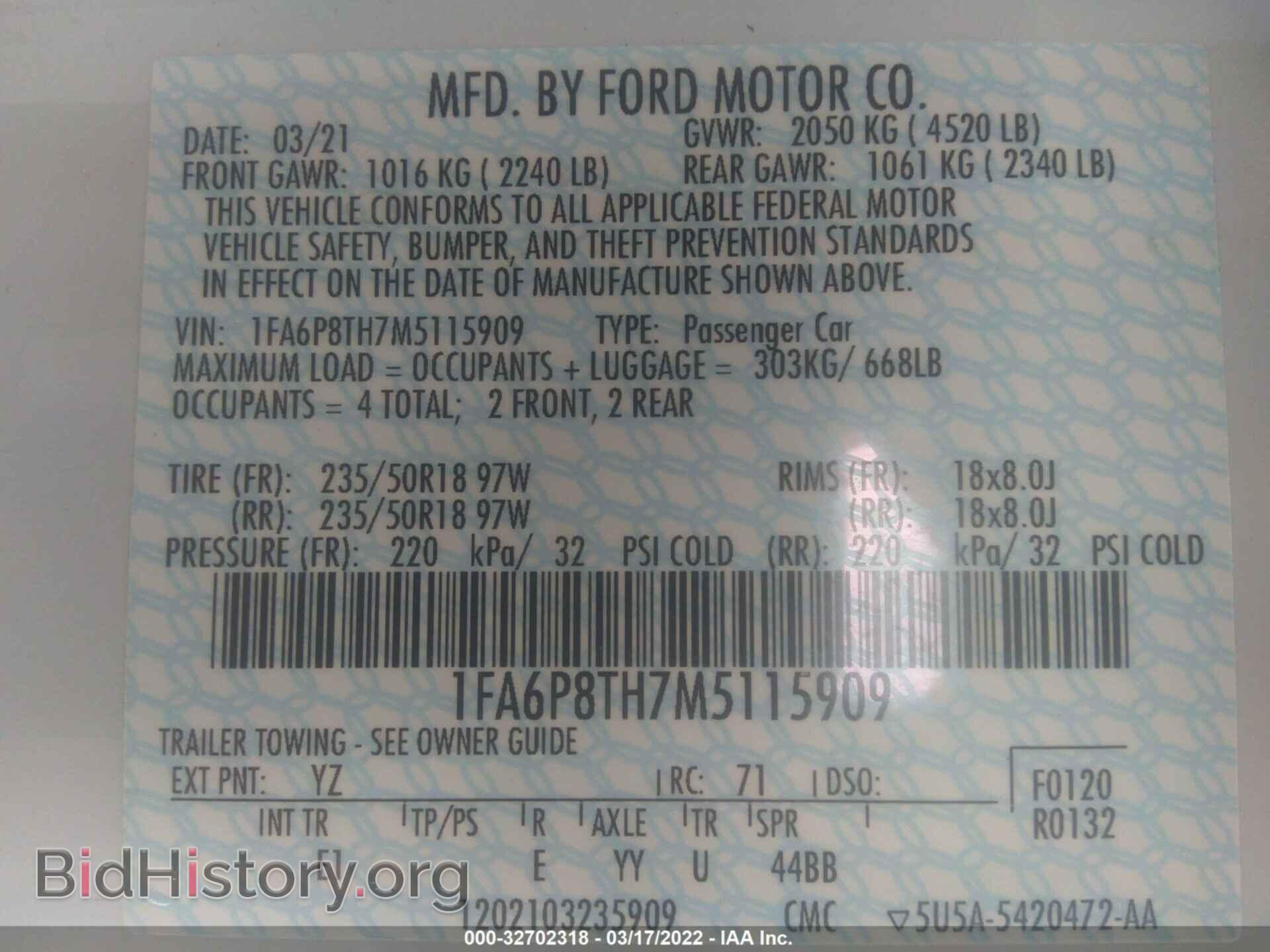 2021 FORD MUSTANG - VIN: 1FA6P8TH7M5115909 - Фото 9