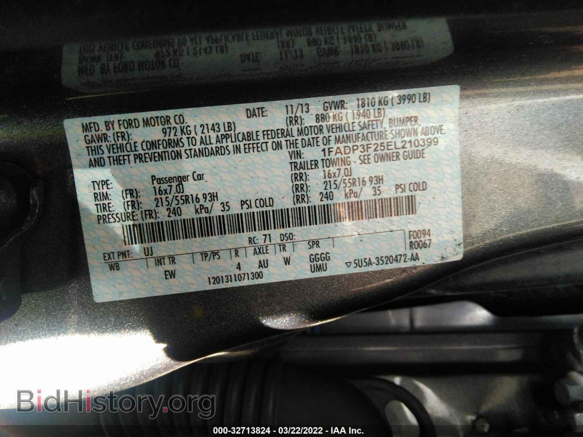 2014 FORD FOCUS - VIN: 1FADP3F25EL210399 - Фото 9