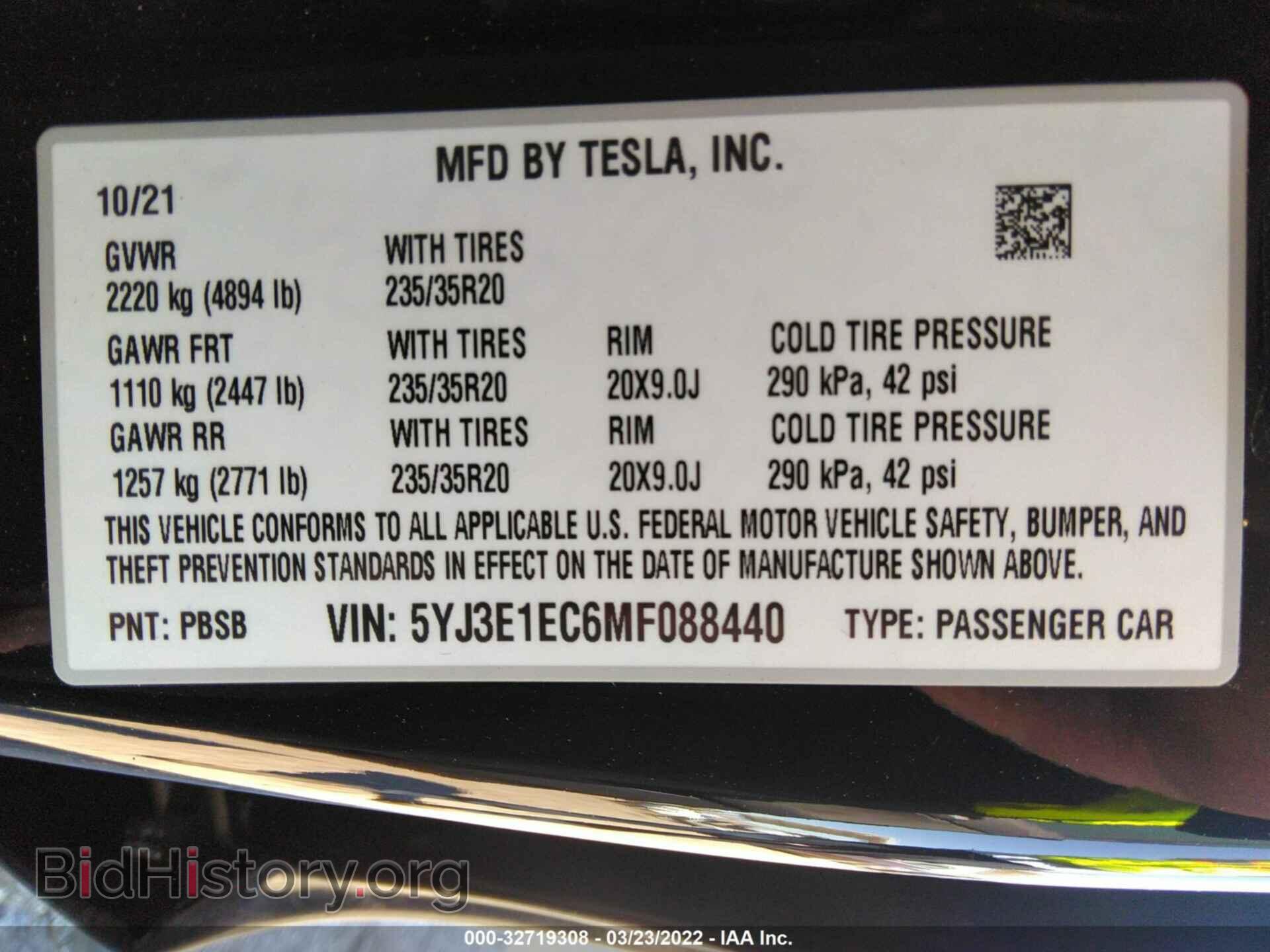 2021 TESLA MODEL 3 - VIN: 5YJ3E1EC6MF088440 - Фото 9