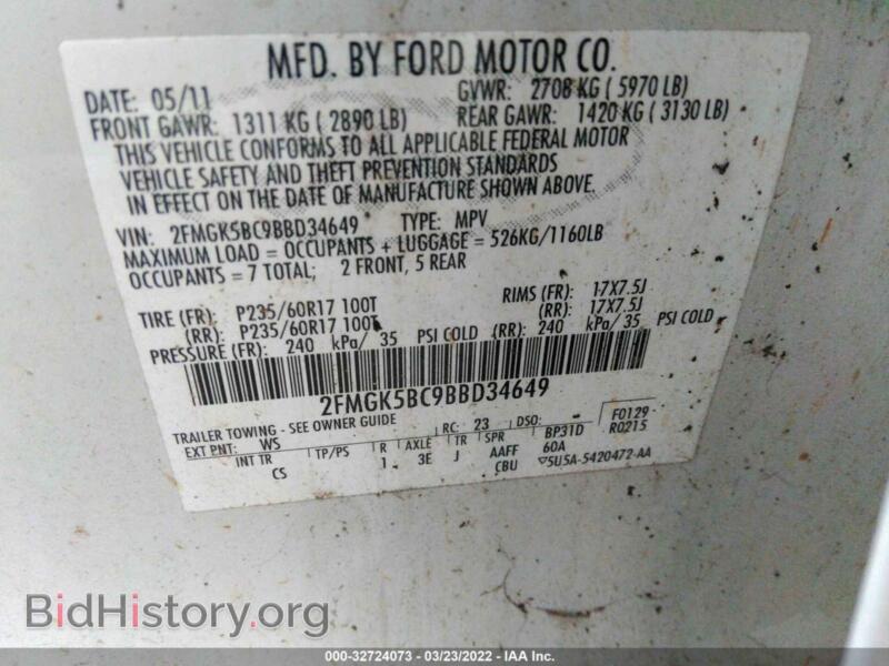 2011 Ford FLEX (VIN 2FMGK5BC9BBD34649) — photo 9 of 11