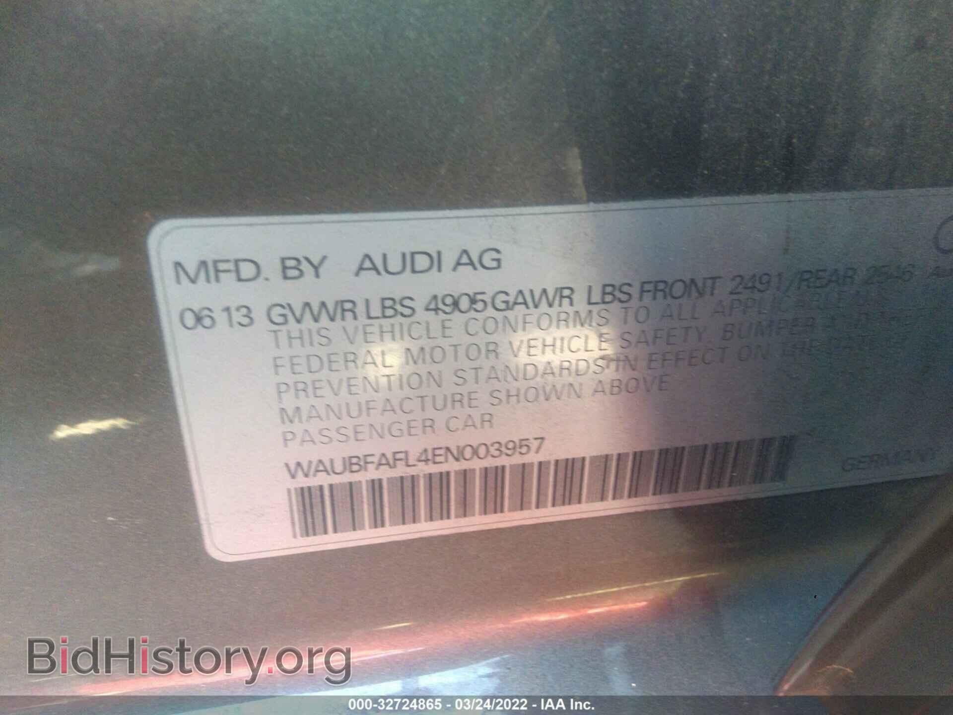 2014 AUDI A4 - VIN: WAUBFAFL4EN003957 - Фото 9
