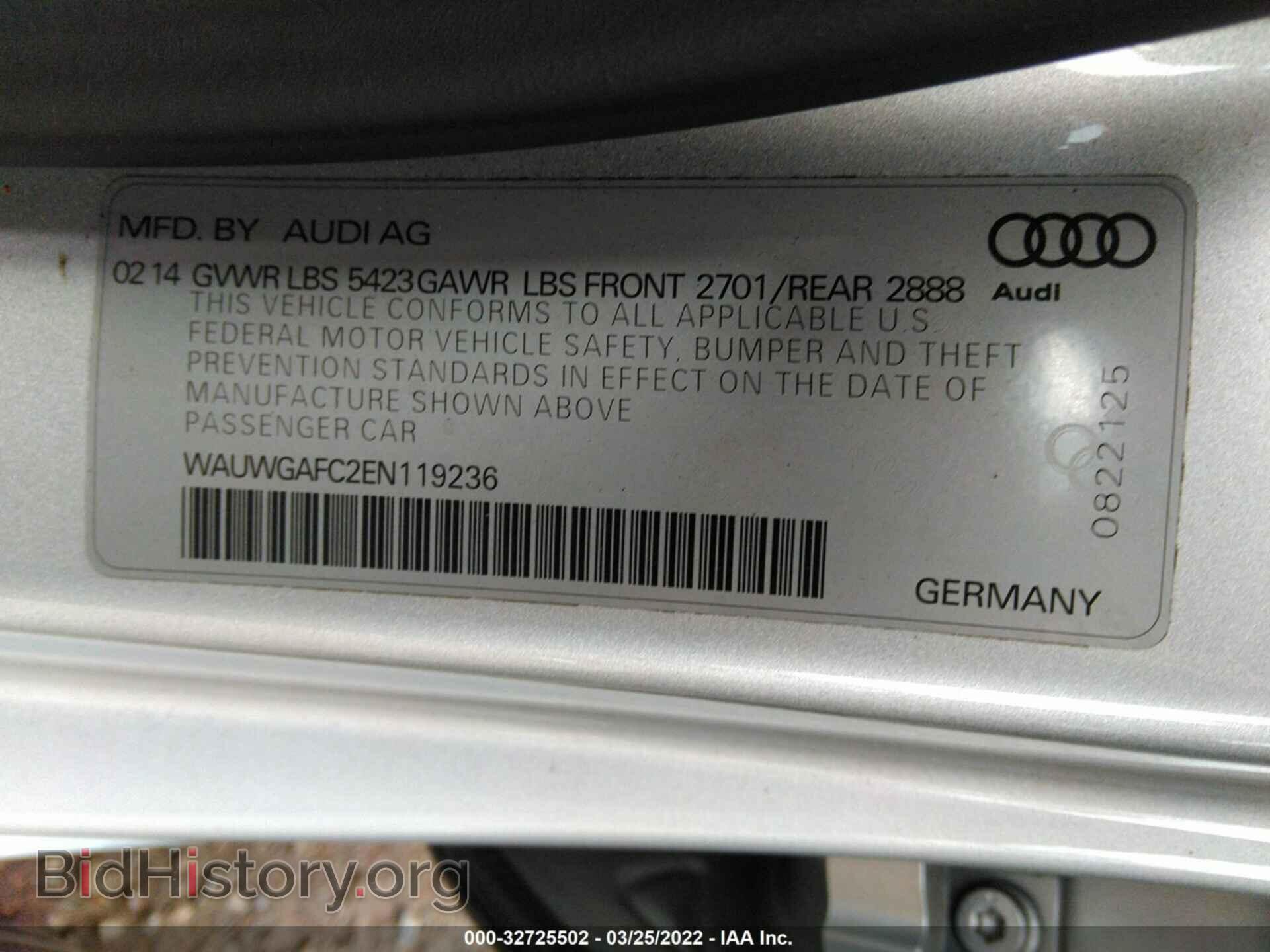 2014 AUDI A7 - VIN: WAUWGAFC2EN119236 - Фото 9