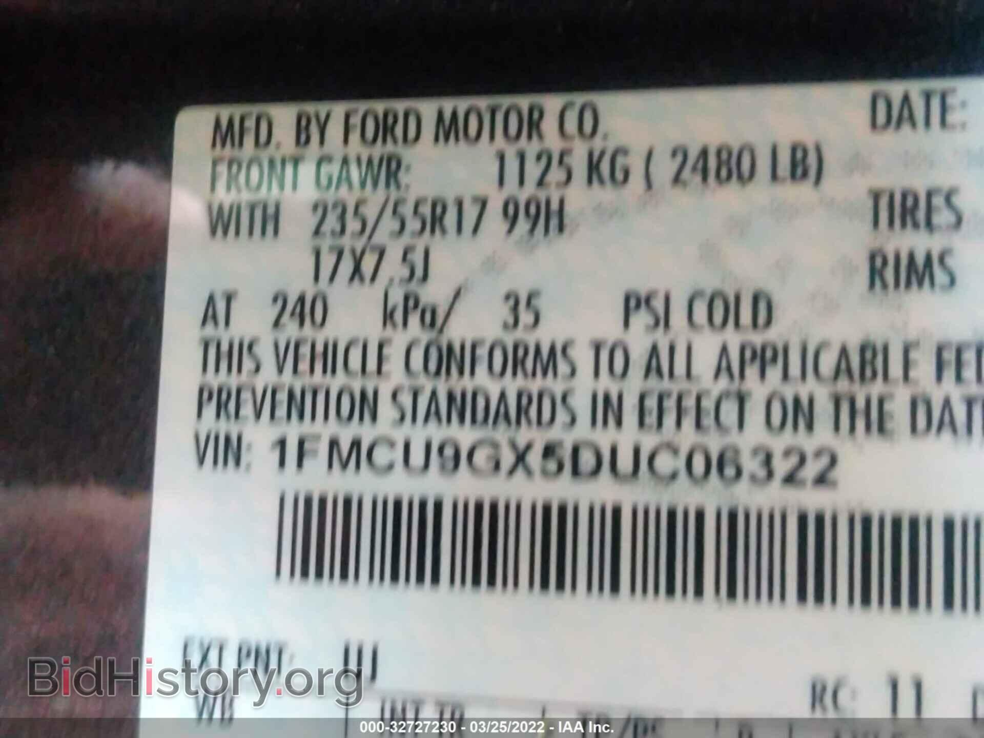 2013 FORD ESCAPE - VIN: 1FMCU9GX5DUC06322 - Фото 9