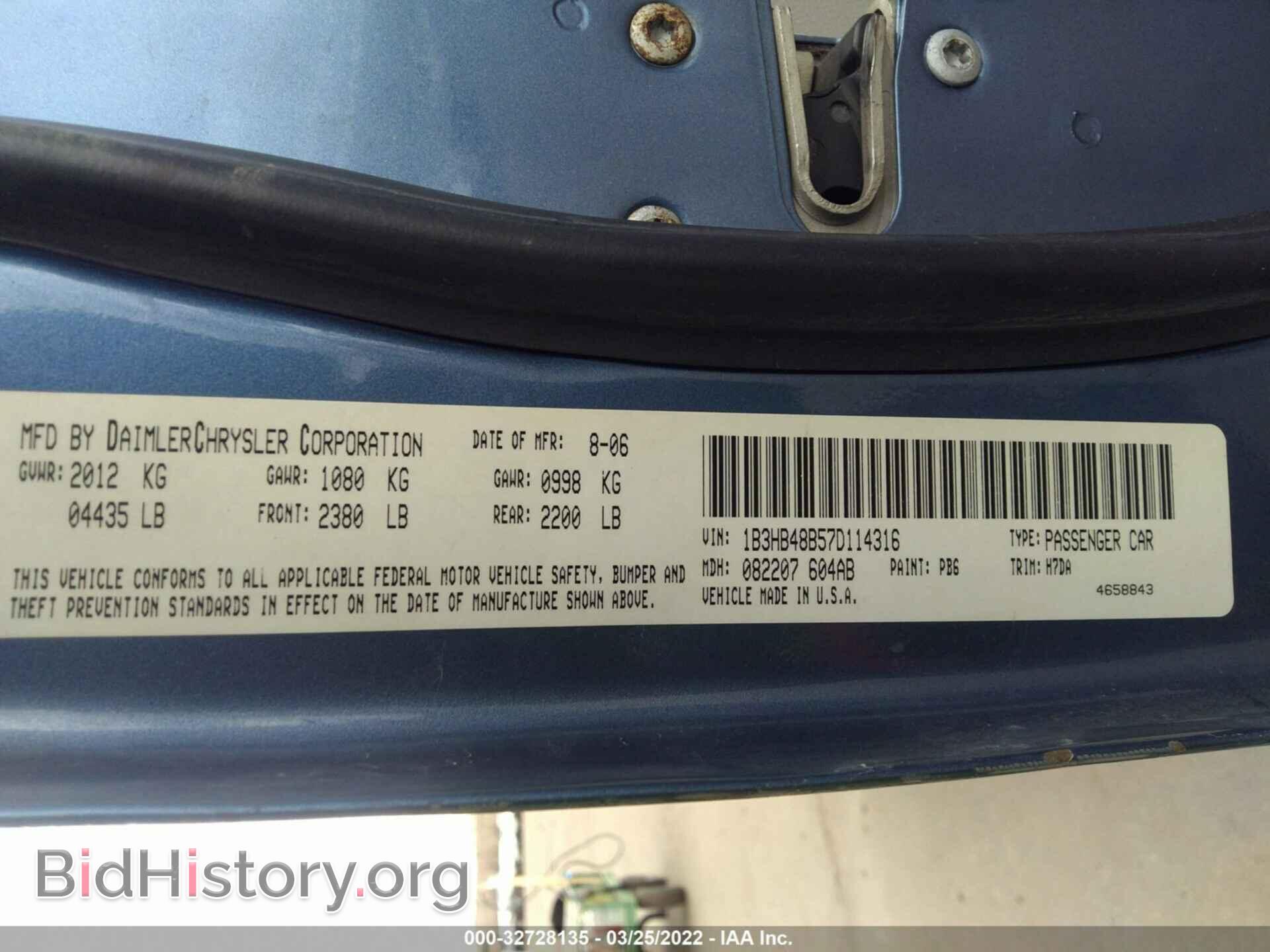 2007 DODGE CALIBER - VIN: 1B3HB48B57D114316 - Фото 9