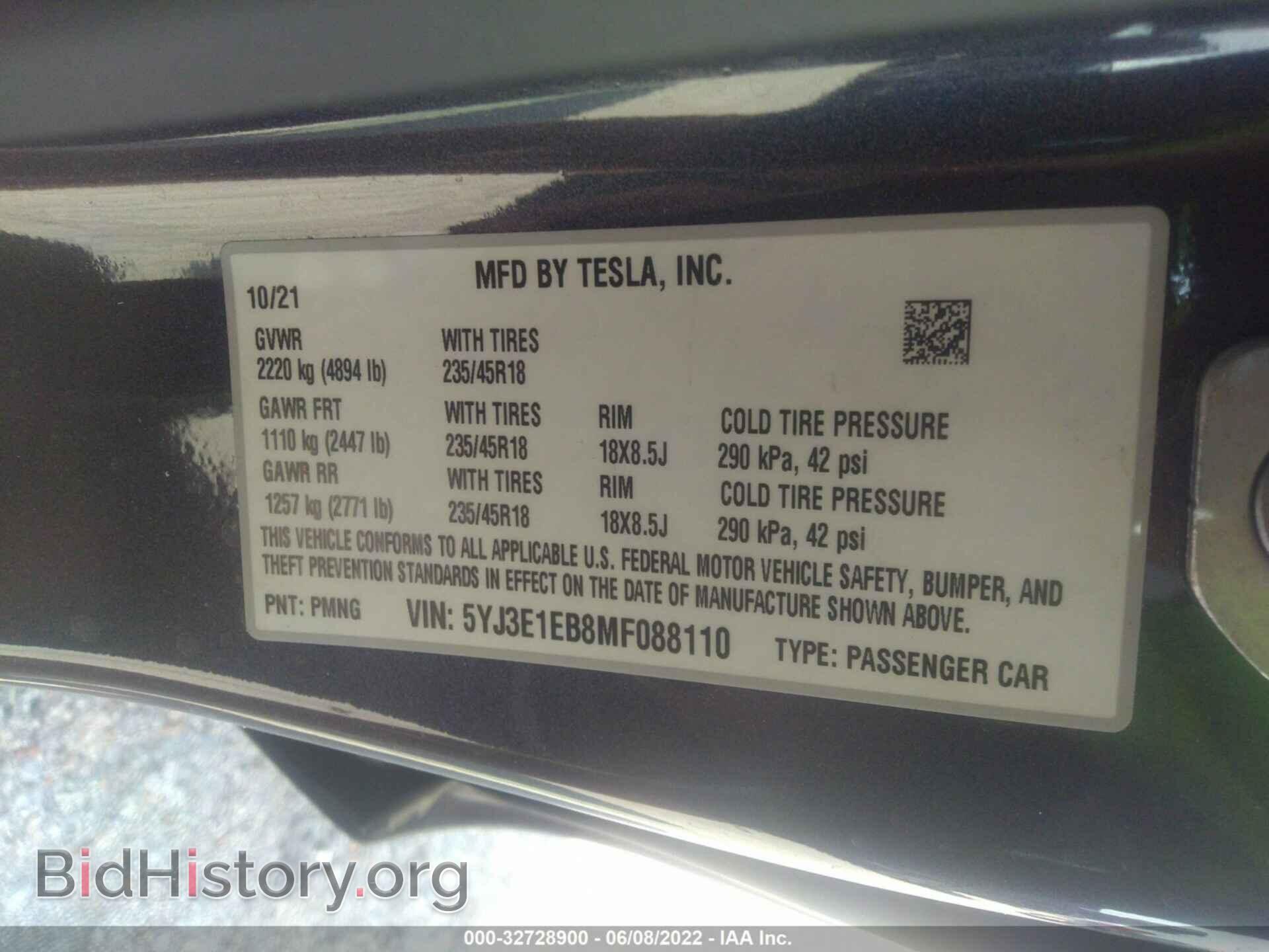 2021 TESLA MODEL 3 - VIN: 5YJ3E1EB8MF088110 - Photo 9