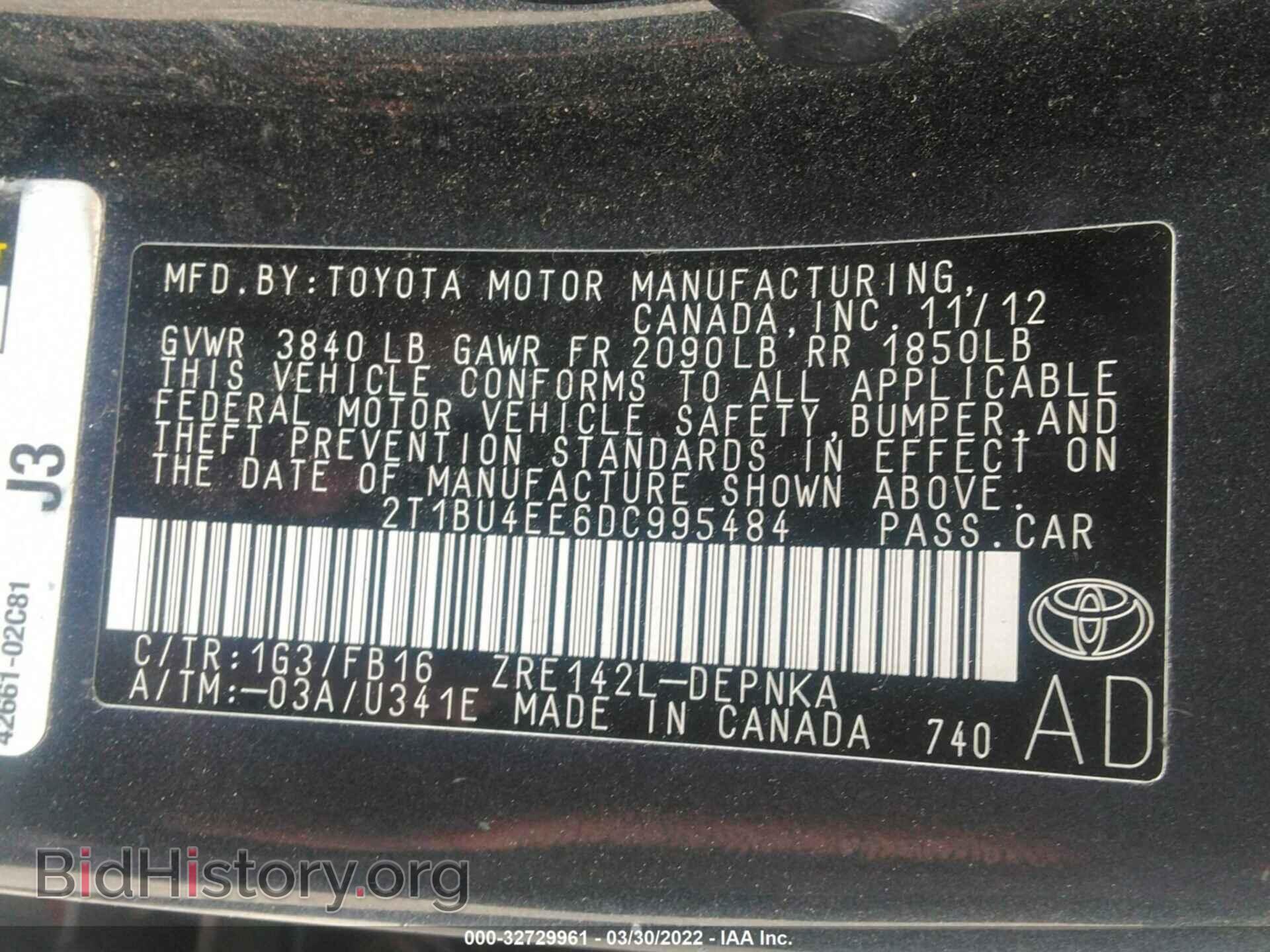 2013 TOYOTA COROLLA - VIN: 2T1BU4EE6DC995484 - Фото 9