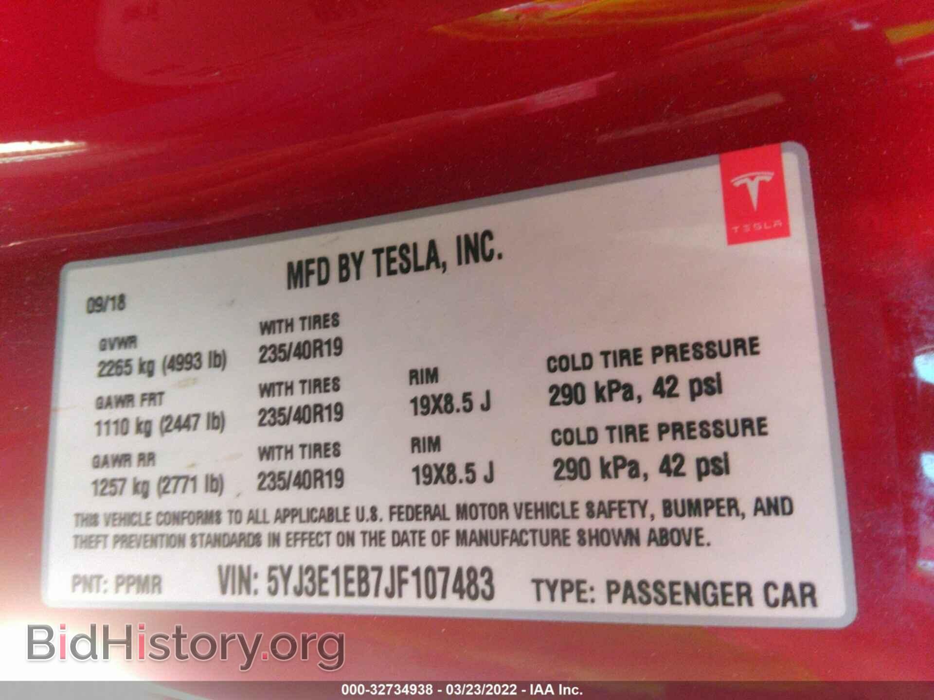 2018 TESLA MODEL 3 - VIN: 5YJ3E1EB7JF107483 - Photo 9