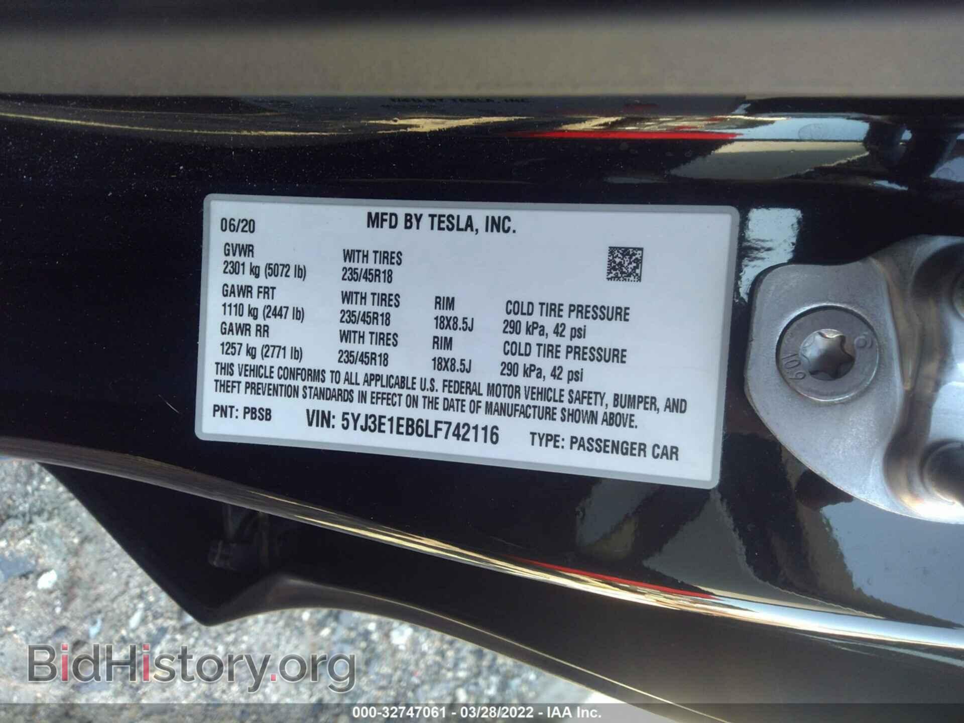2020 TESLA MODEL 3 - VIN: 5YJ3E1EB6LF742116 - Фото 9