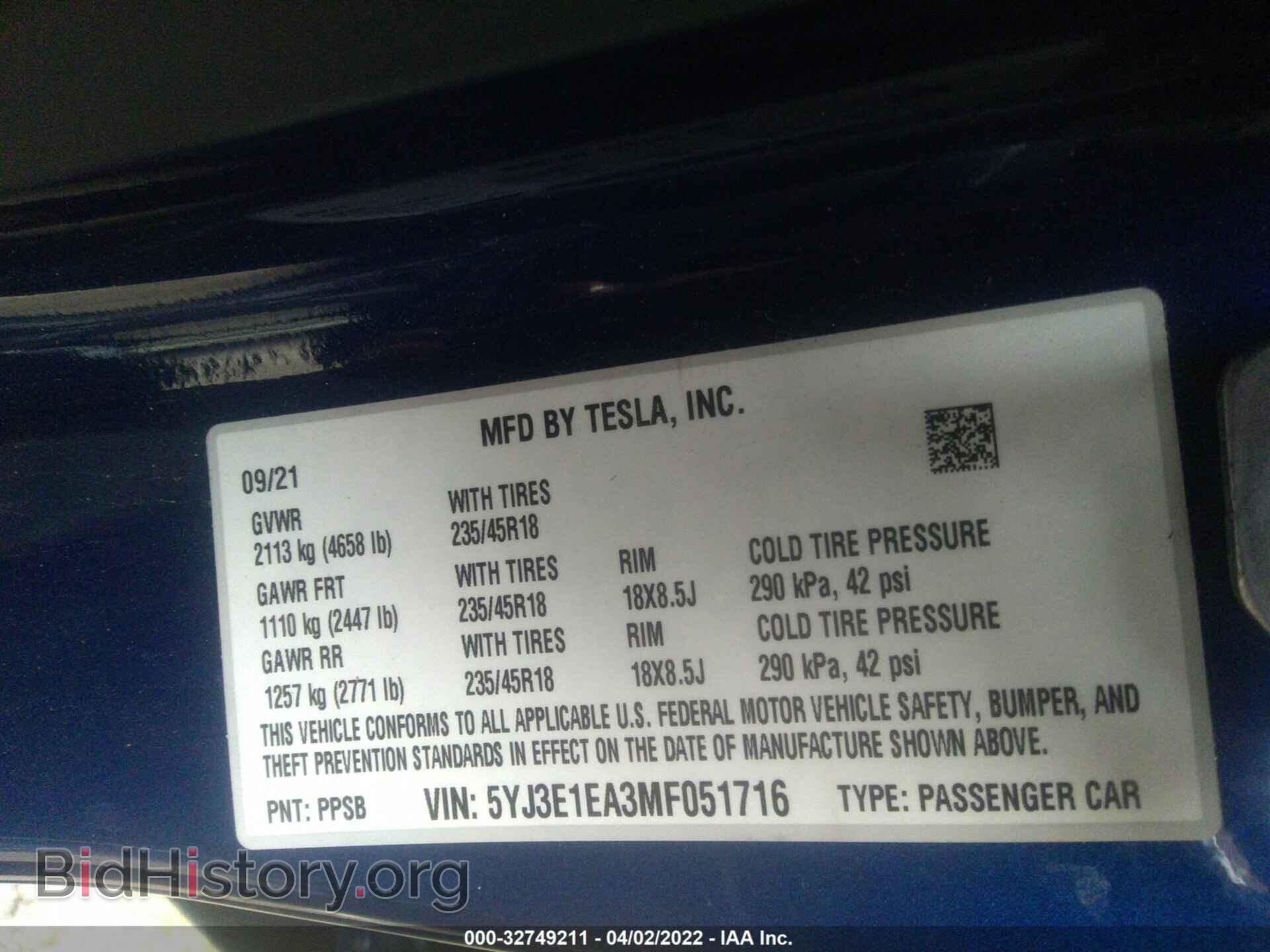 2021 TESLA MODEL 3 - VIN: 5YJ3E1EA3MF051716 - Photo 9