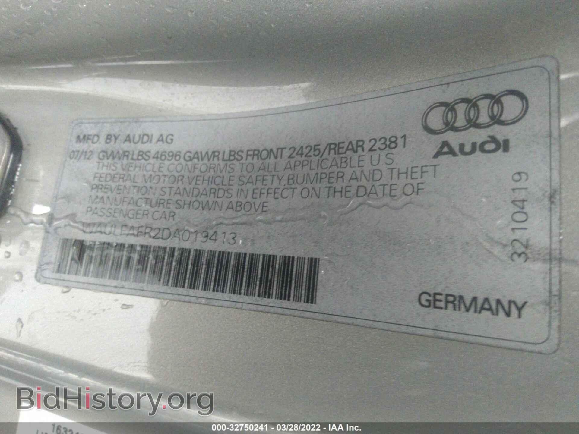 2013 AUDI A5 - VIN: WAULFAFR2DA019413 - Фото 9