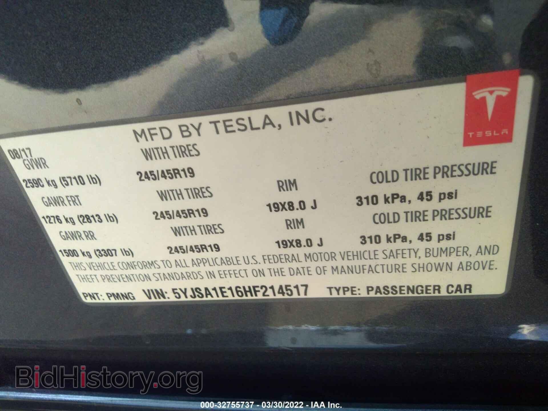 2017 TESLA MODEL S - VIN: 5YJSA1E16HF214517 - Photo 9