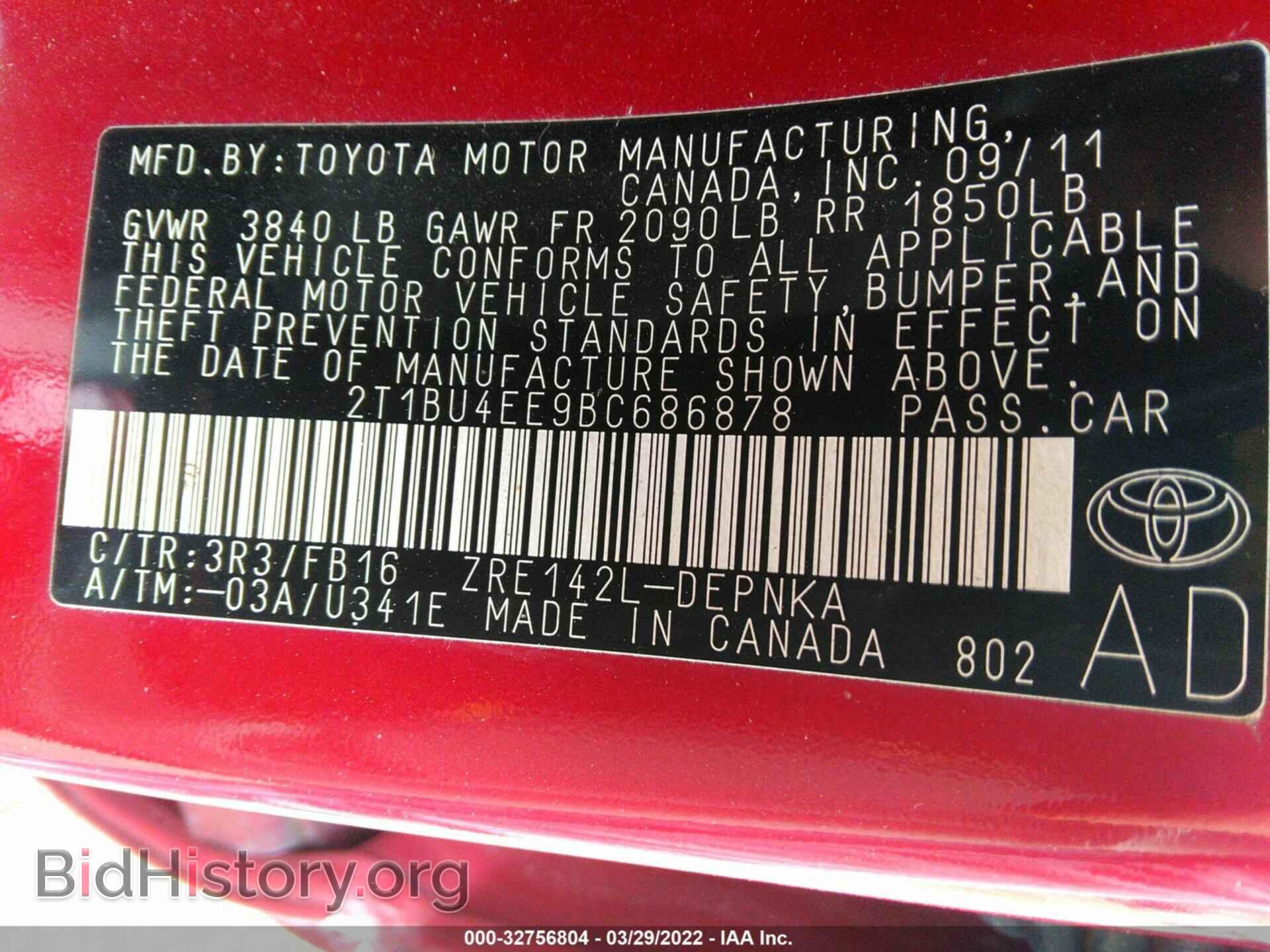 2011 TOYOTA COROLLA - VIN: 2T1BU4EE9BC686878 - Photo 9