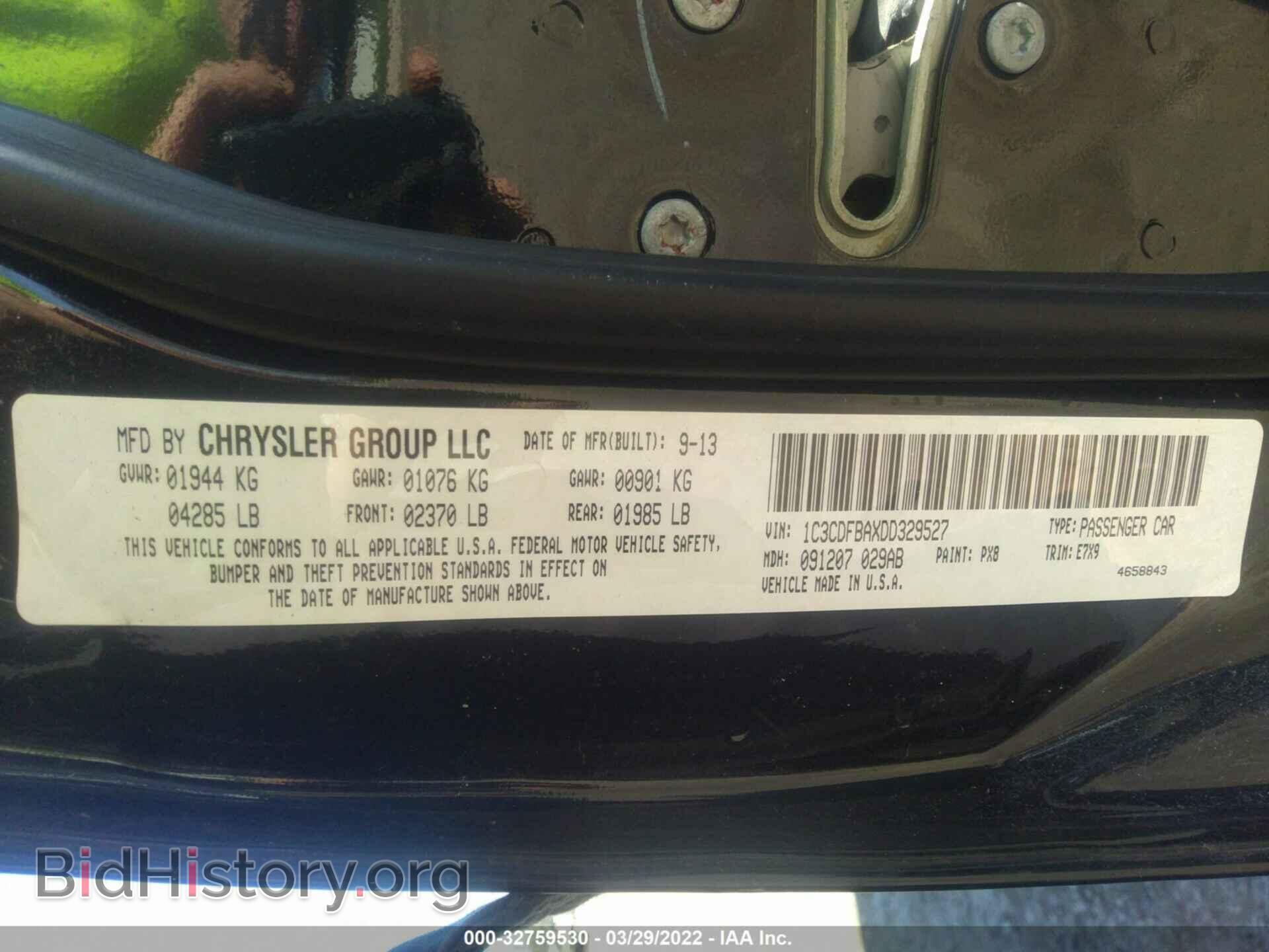 2013 DODGE DART - VIN: 1C3CDFBAXDD329527 - Photo 9
