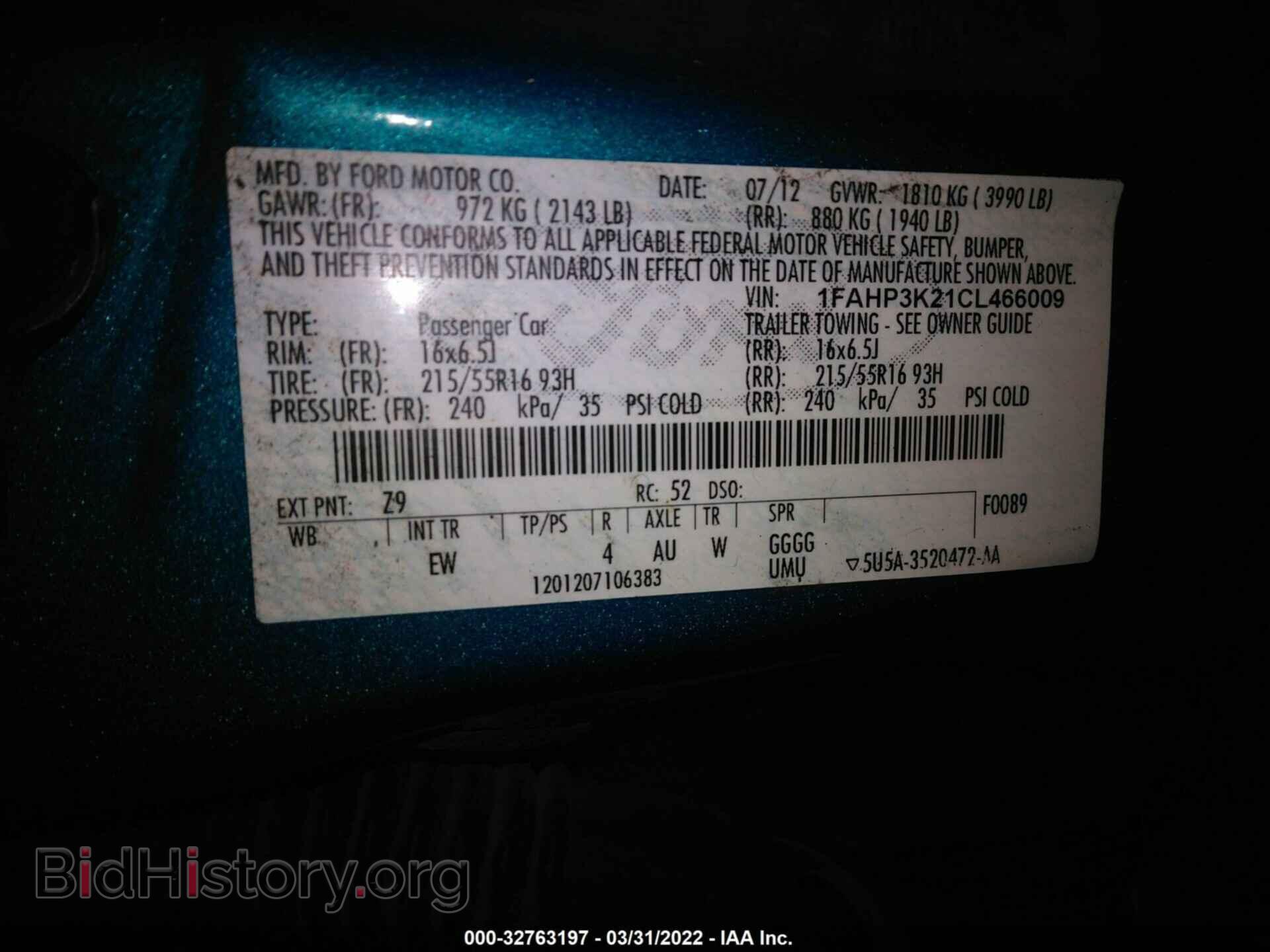 2012 FORD FOCUS - VIN: 1FAHP3K21CL466009 - Photo 9