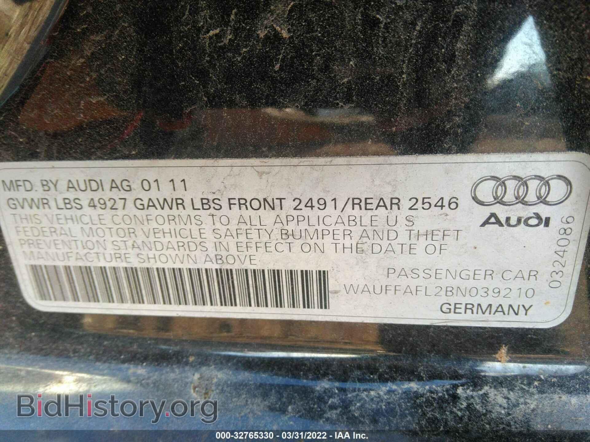2011 AUDI A4 - VIN: WAUFFAFL2BN039210 - Фото 9