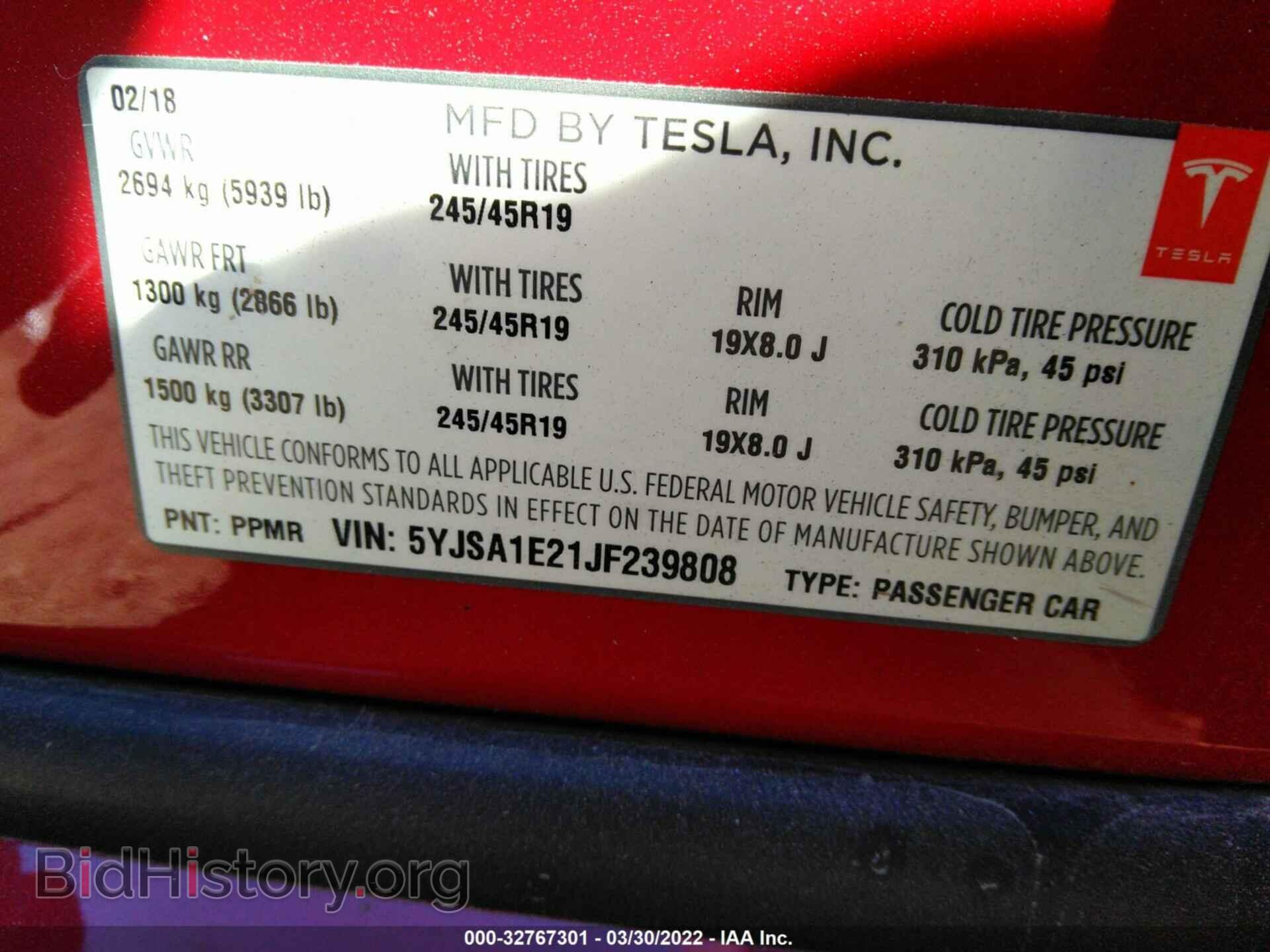 2018 TESLA MODEL S - VIN: 5YJSA1E21JF239808 - Photo 9