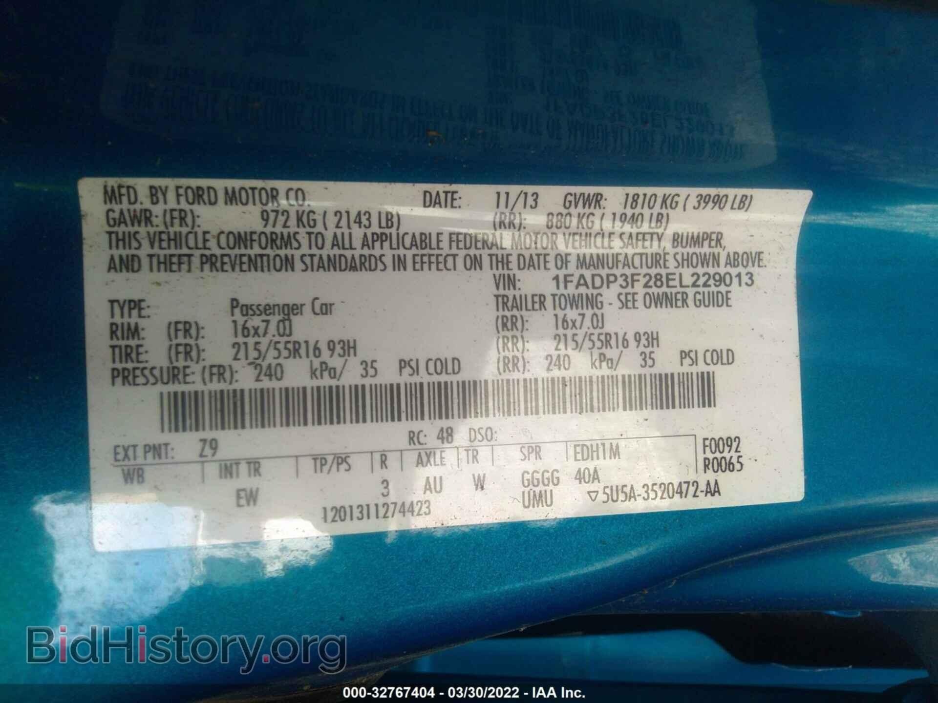 2014 FORD FOCUS - VIN: 1FADP3F28EL229013 - Фото 9