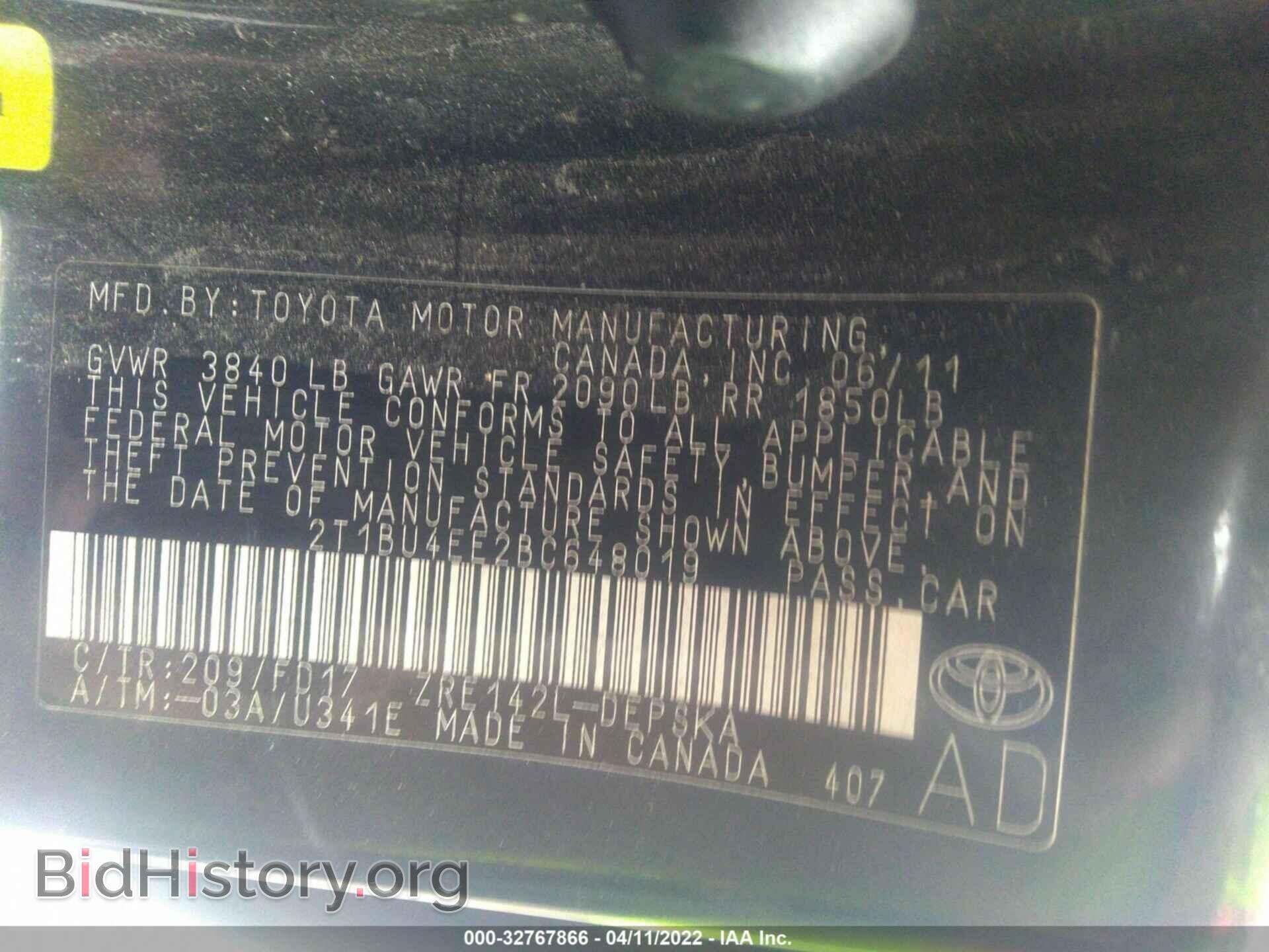 2011 TOYOTA COROLLA - VIN: 2T1BU4EE2BC648019 - Photo 9