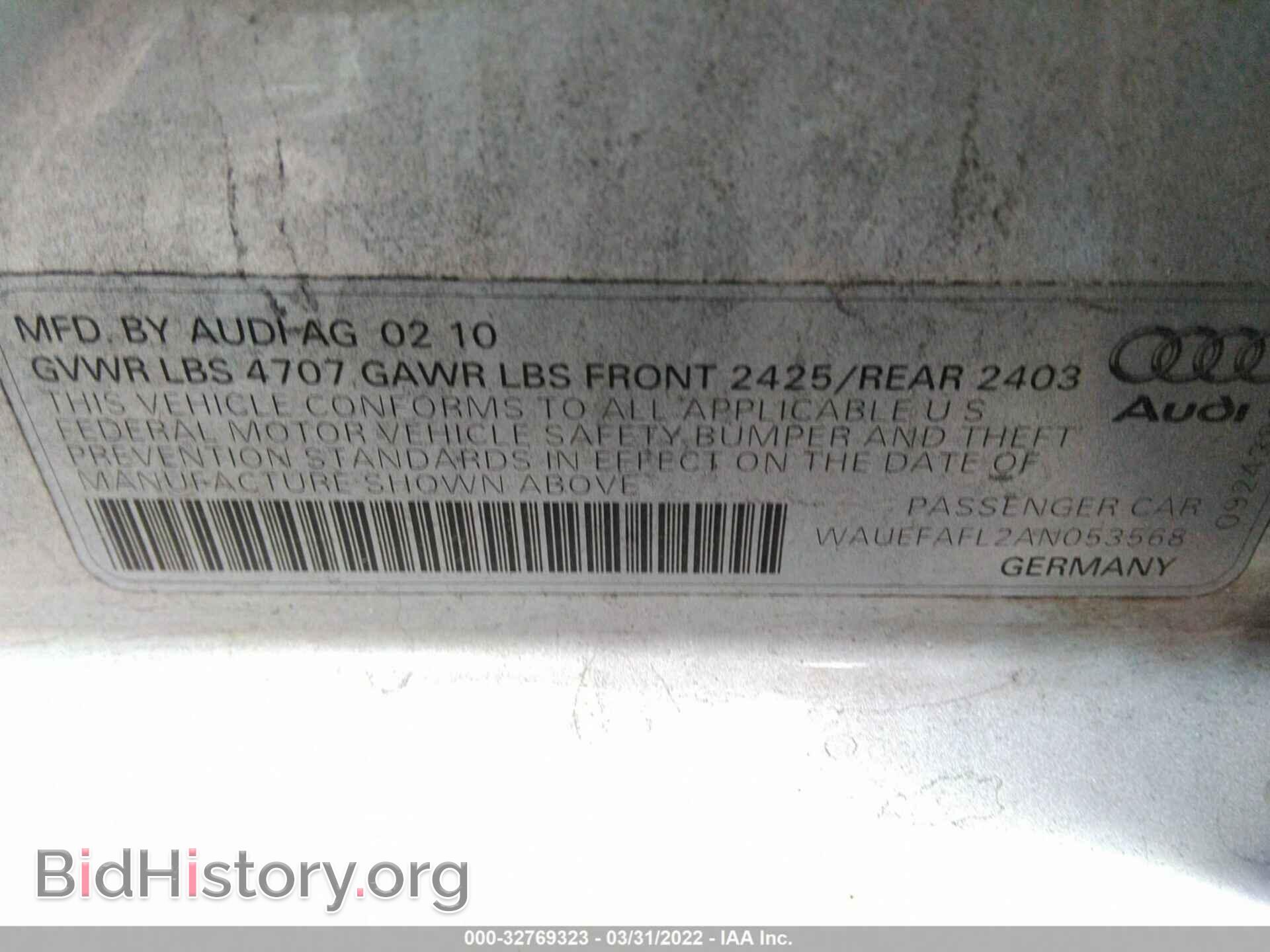 2010 AUDI A4 - VIN: WAUEFAFL2AN053568 - Фото 9