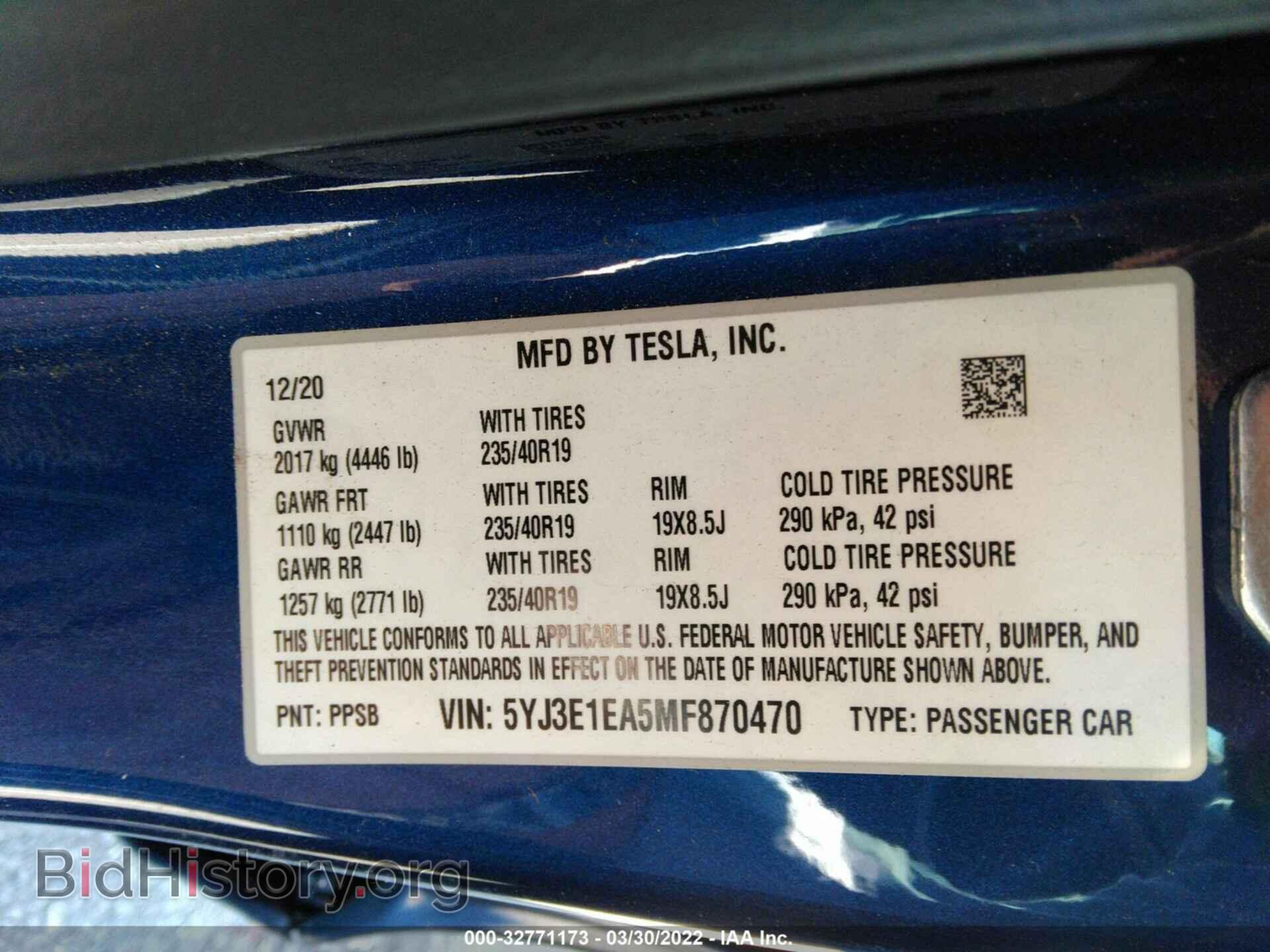 2021 TESLA MODEL 3 - VIN: 5YJ3E1EA5MF870470 - Photo 9