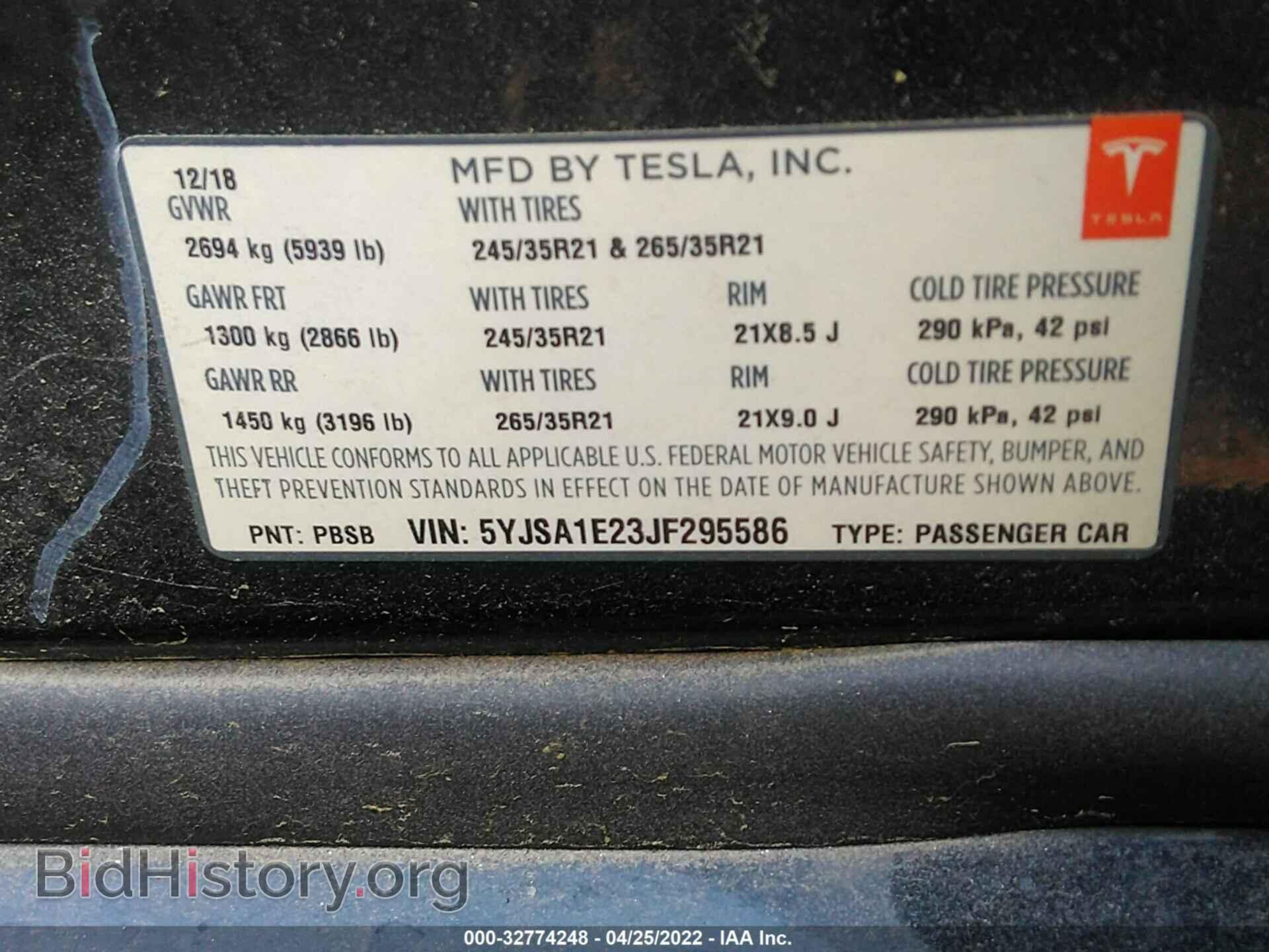2018 TESLA MODEL S - VIN: 5YJSA1E23JF295586 - Photo 9