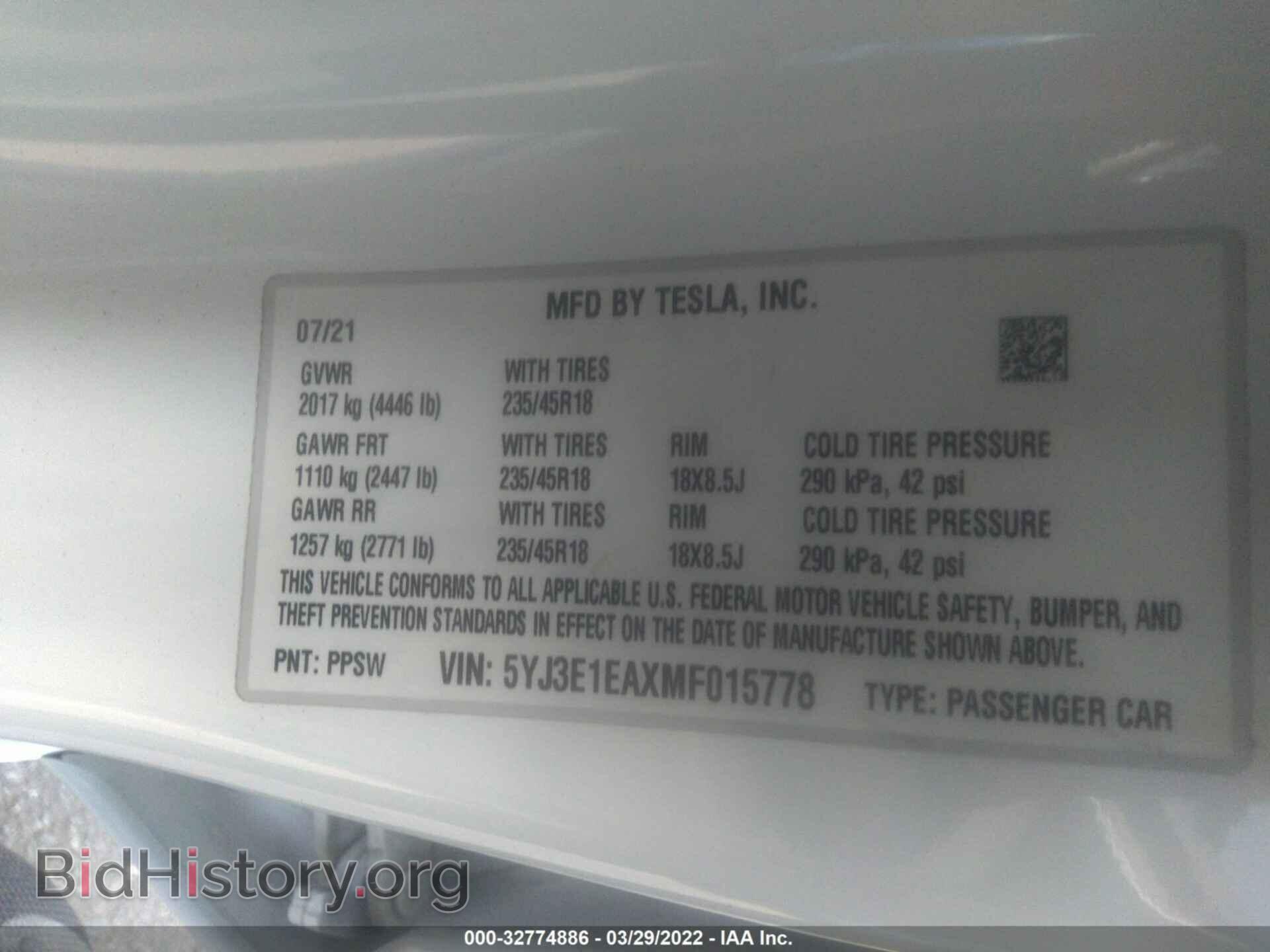 2021 TESLA MODEL 3 - VIN: 5YJ3E1EAXMF015778 - Photo 9