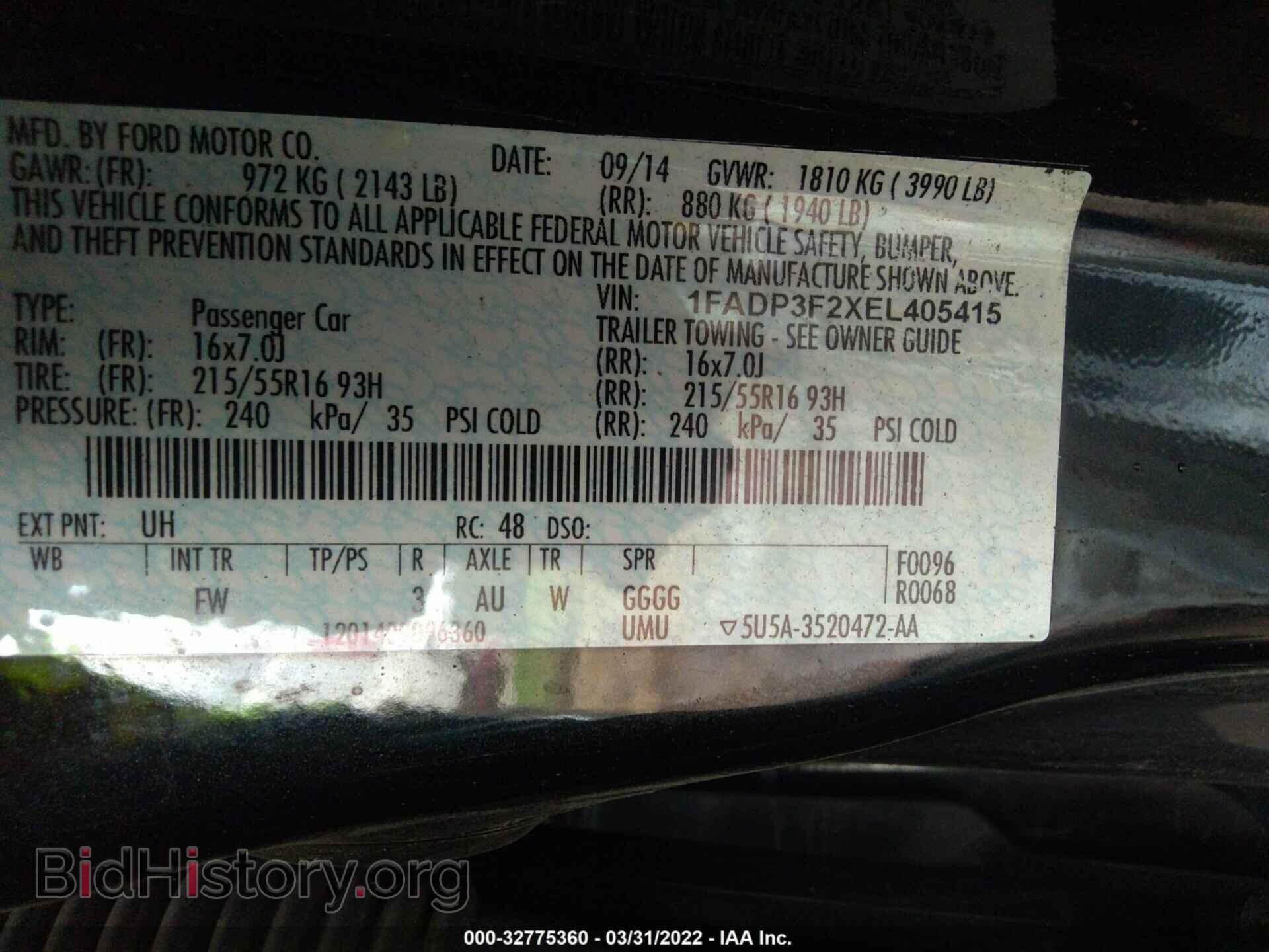 2014 FORD FOCUS - VIN: 1FADP3F2XEL405415 - Фото 9