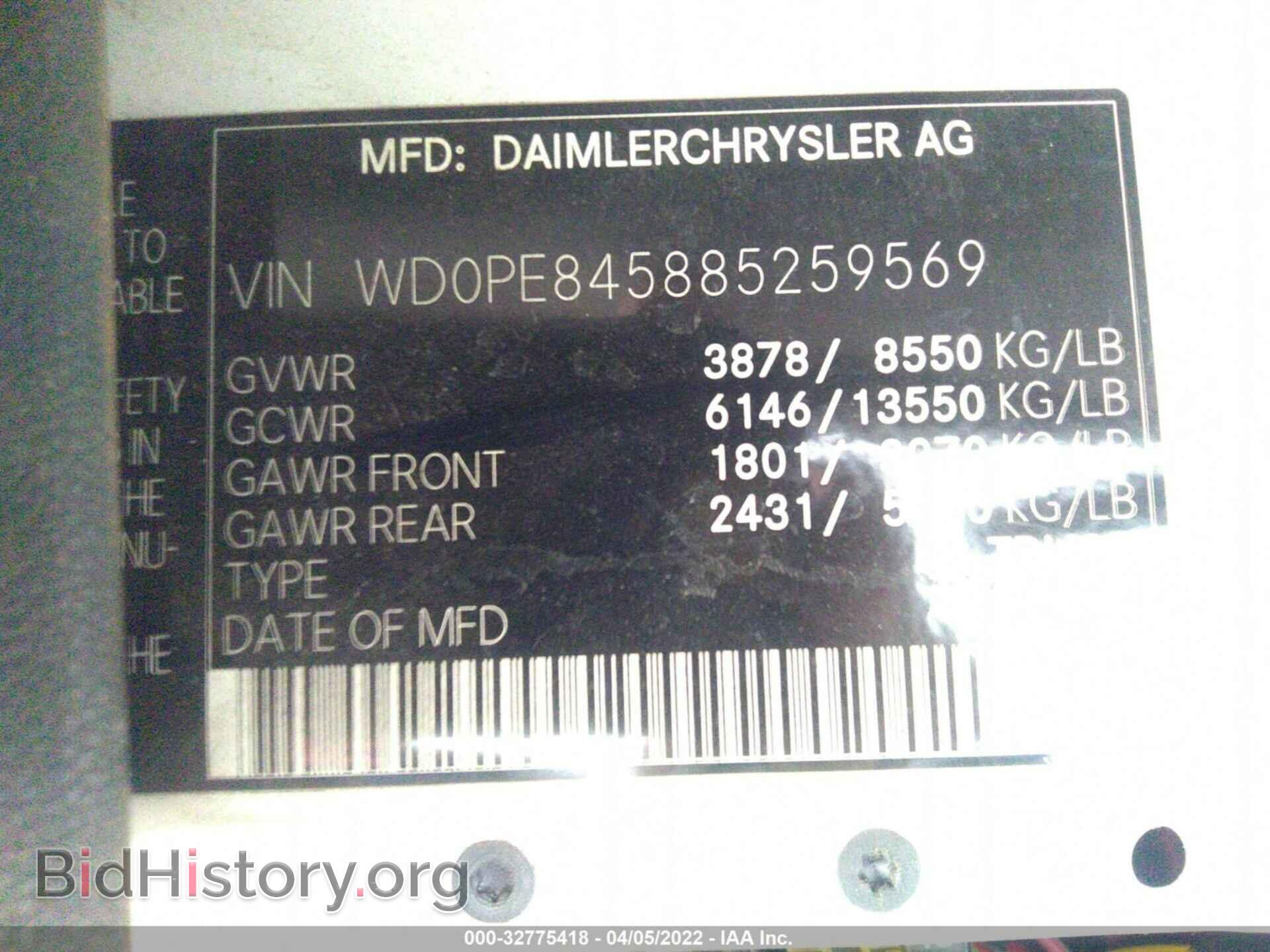 2008 DODGE SPRINTER - VIN: WD0PE845885259569 - Фото 9