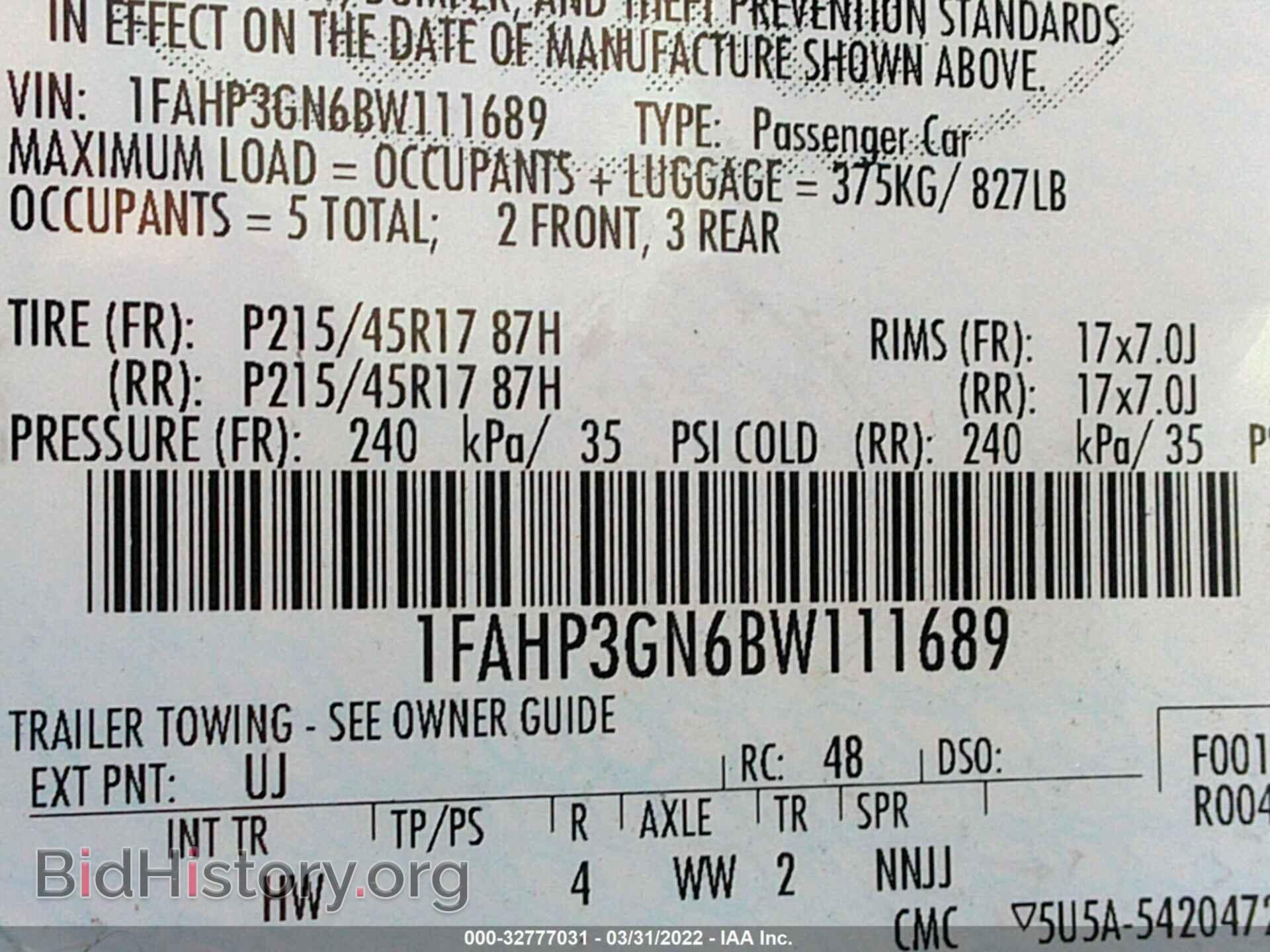 2011 FORD FOCUS - VIN: 1FAHP3GN6BW111689 - Фото 9