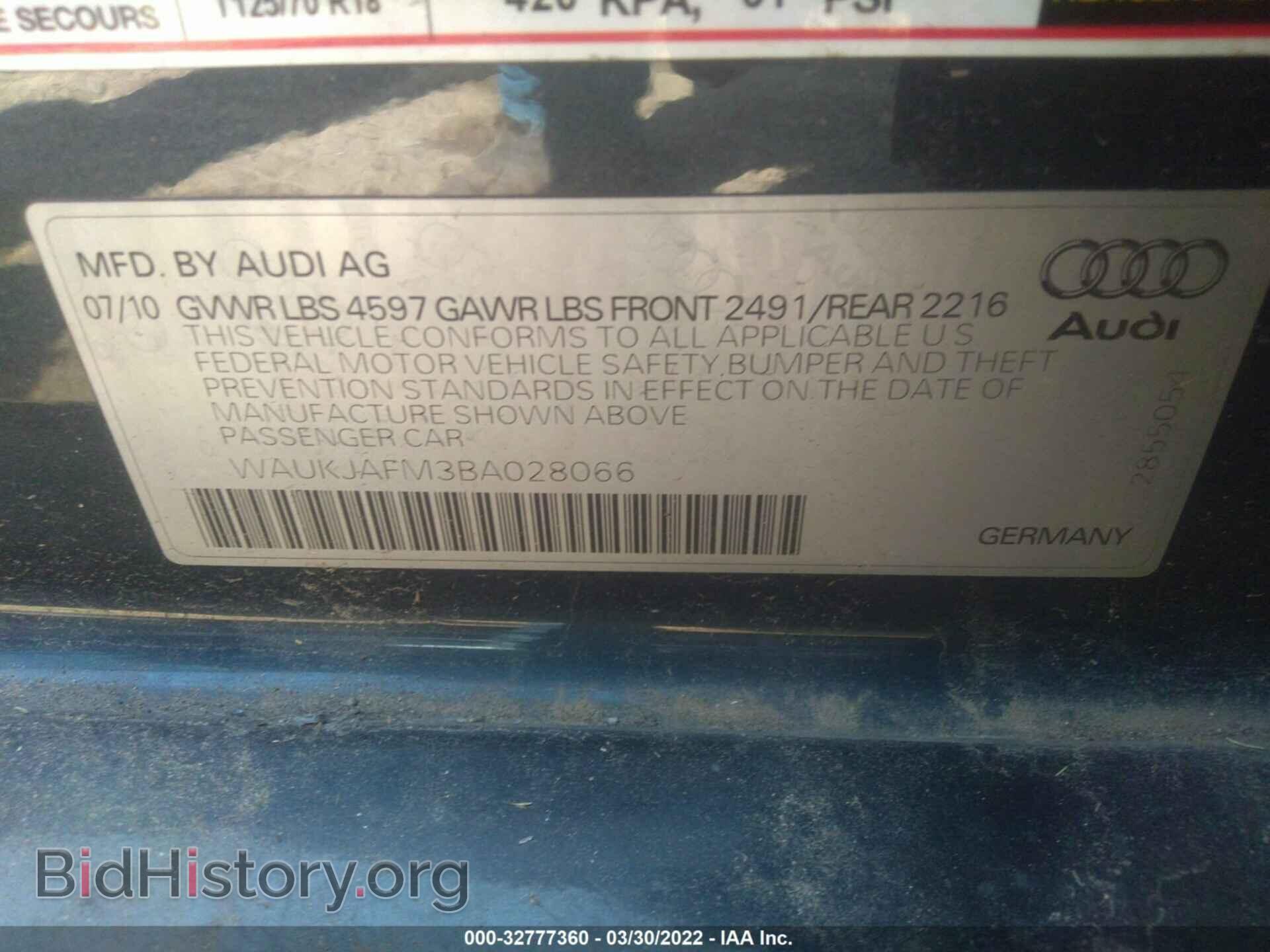 2011 AUDI A3 - VIN: WAUKJAFM3BA028066 - Фото 9