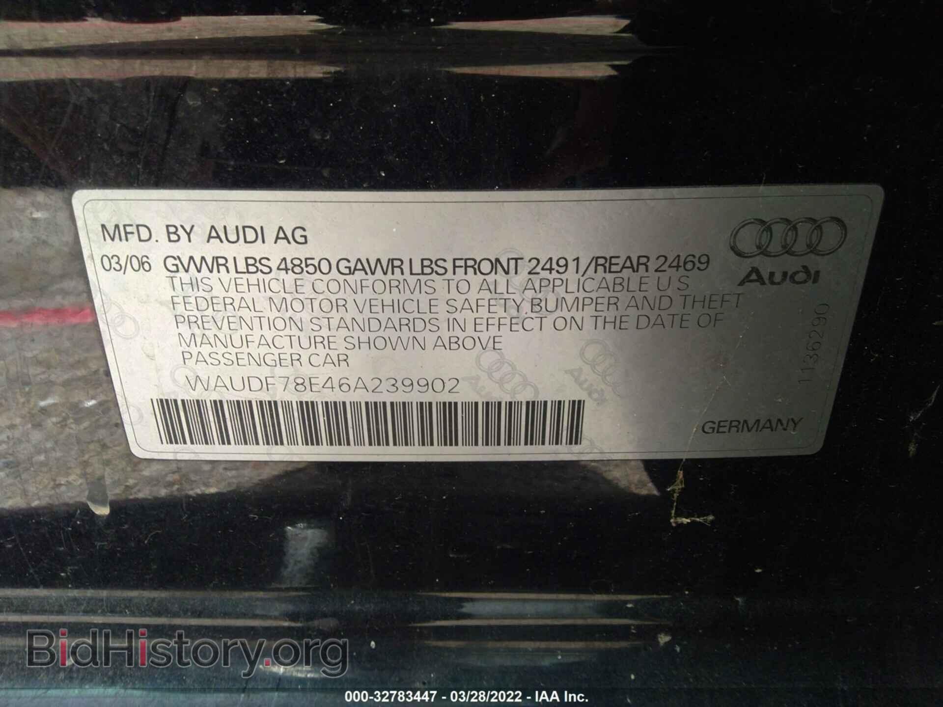 2006 AUDI A4 - VIN: WAUDF78E46A239902 - Photo 9