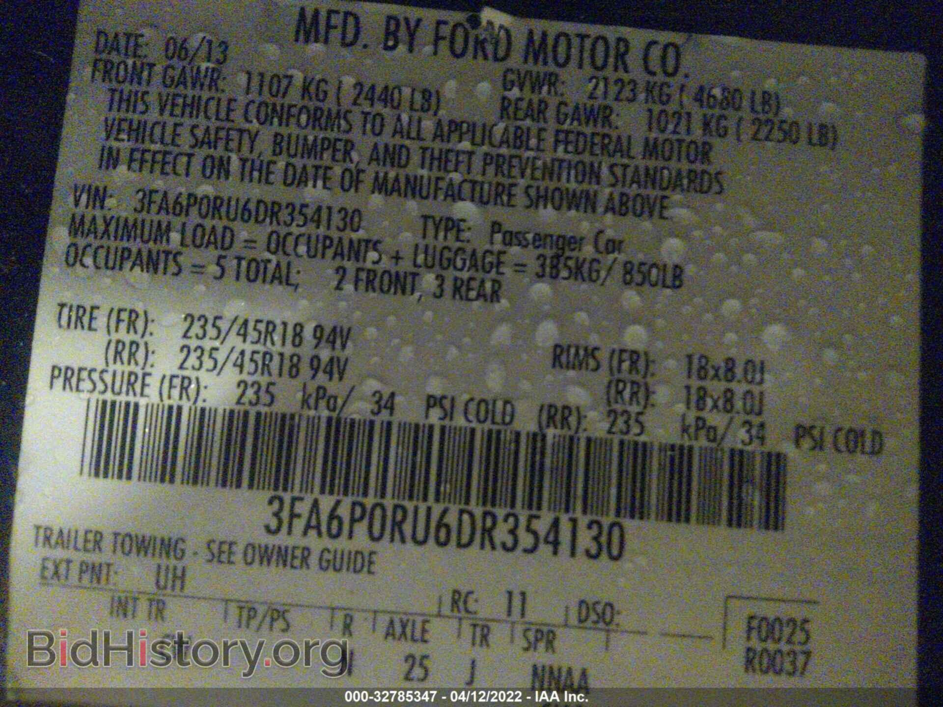 2013 FORD FUSION - VIN: 3FA6P0RU6DR354130 - Фото 9