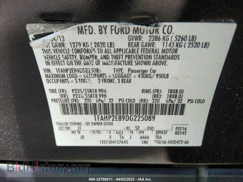 2013 Ford TAURUS (VIN 1FAHP2E89DG225089) — фото 9 из 11