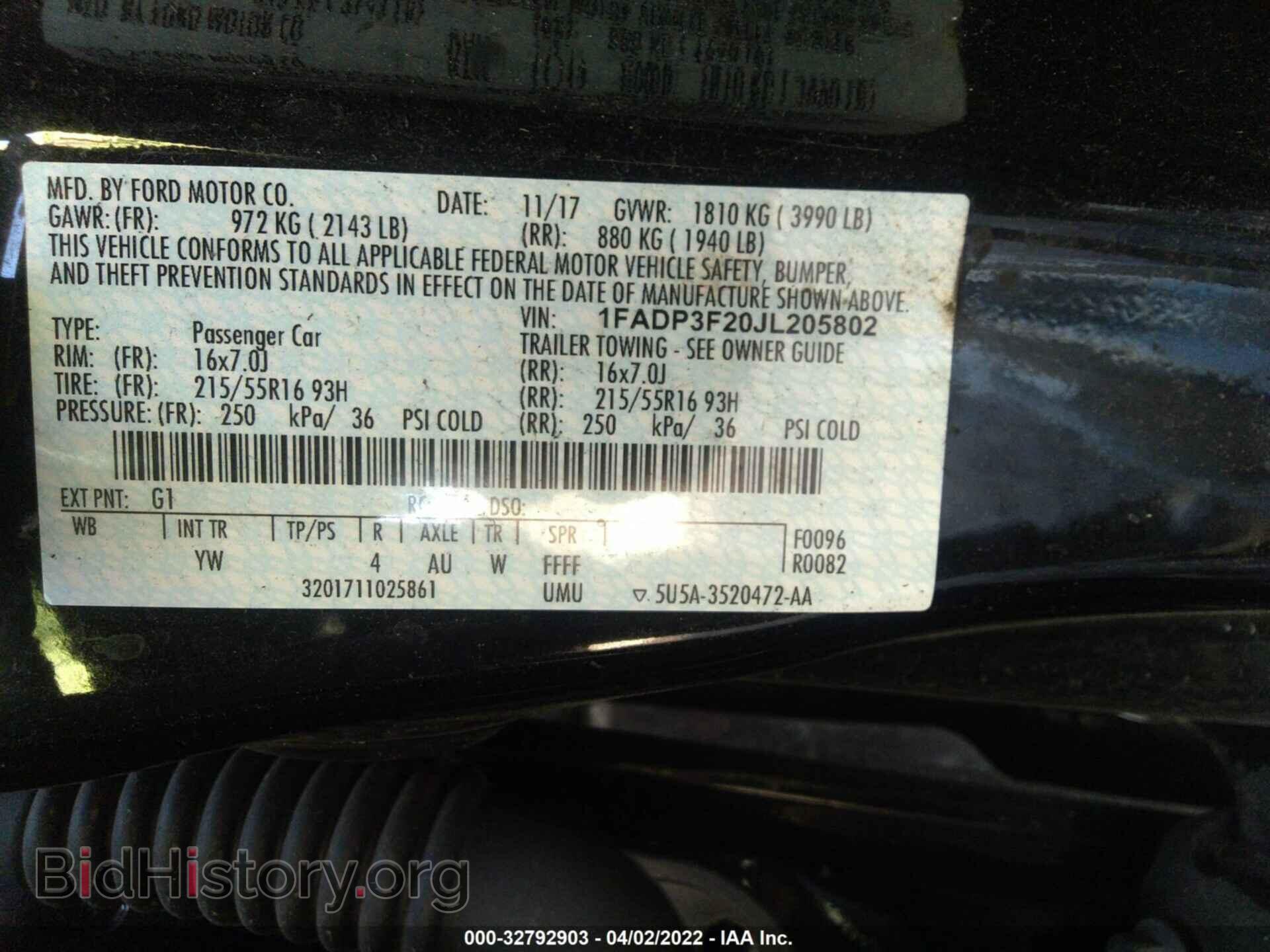 2018 FORD FOCUS - VIN: 1FADP3F20JL205802 - Photo 9