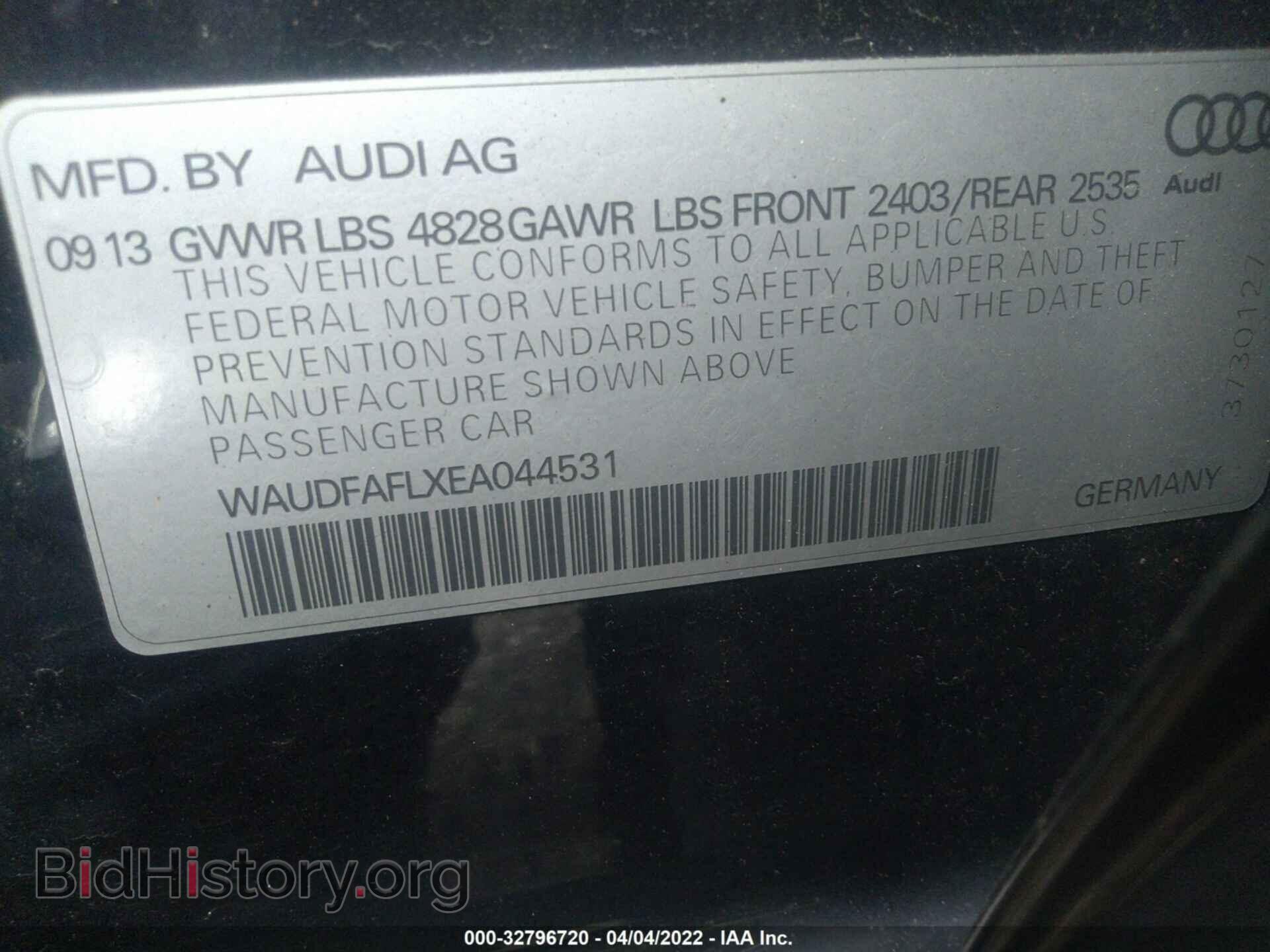 2014 AUDI A4 - VIN: WAUDFAFLXEA044531 - Фото 9