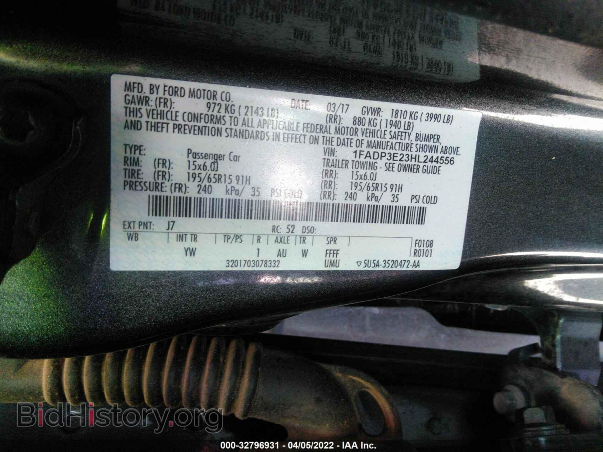 2017 FORD FOCUS - VIN: 1FADP3E23HL244556 - Фото 9