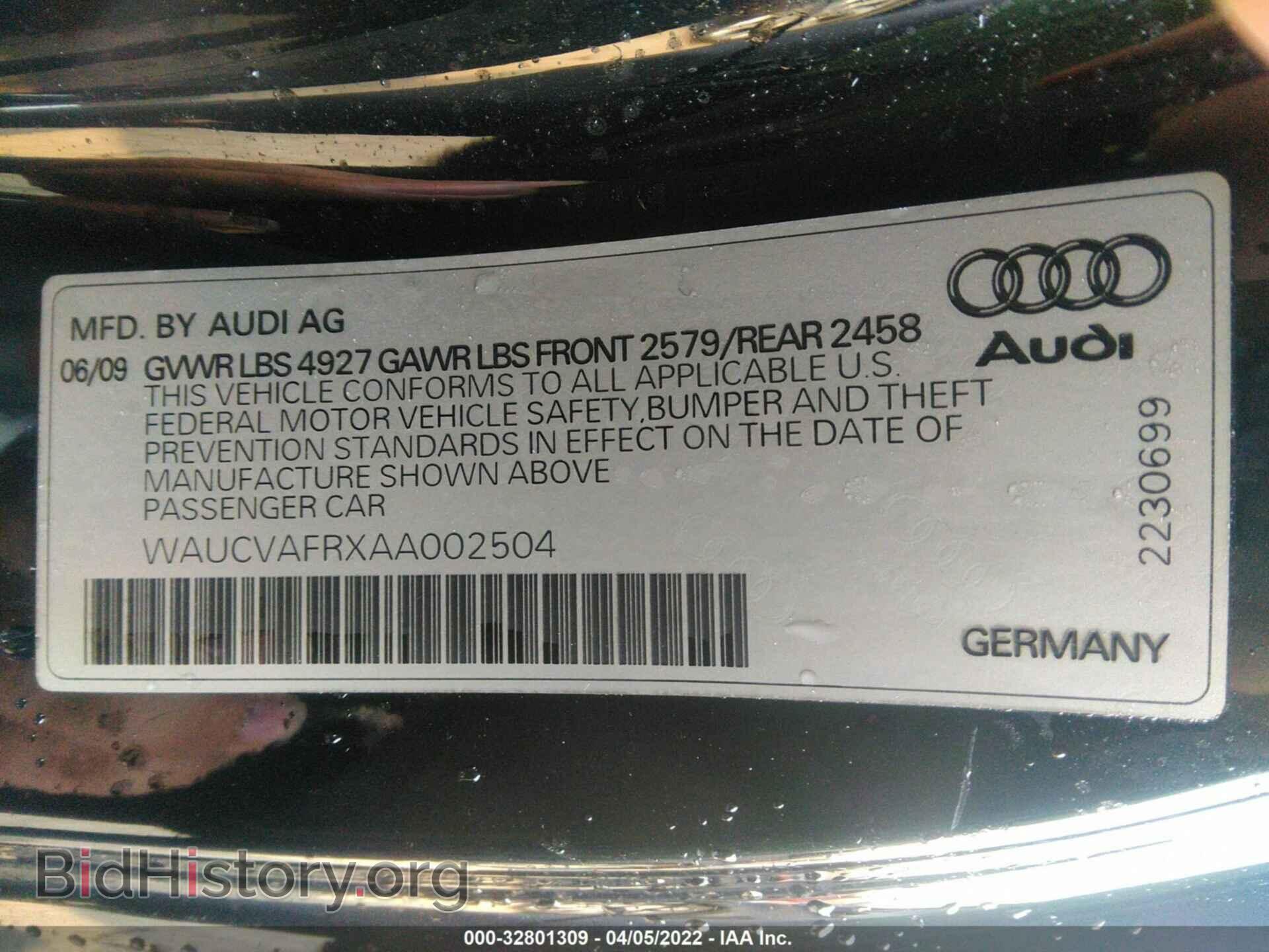 2010 AUDI S5 - VIN: WAUCVAFRXAA002504 - Photo 9