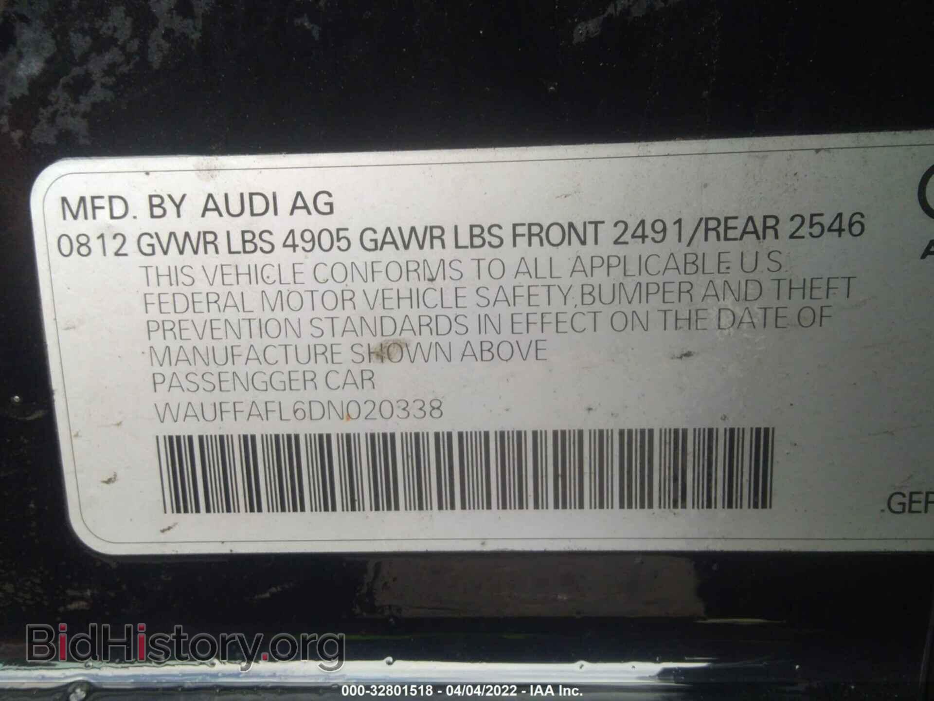 2013 AUDI A4 - VIN: WAUFFAFL6DN020338 - Фото 9