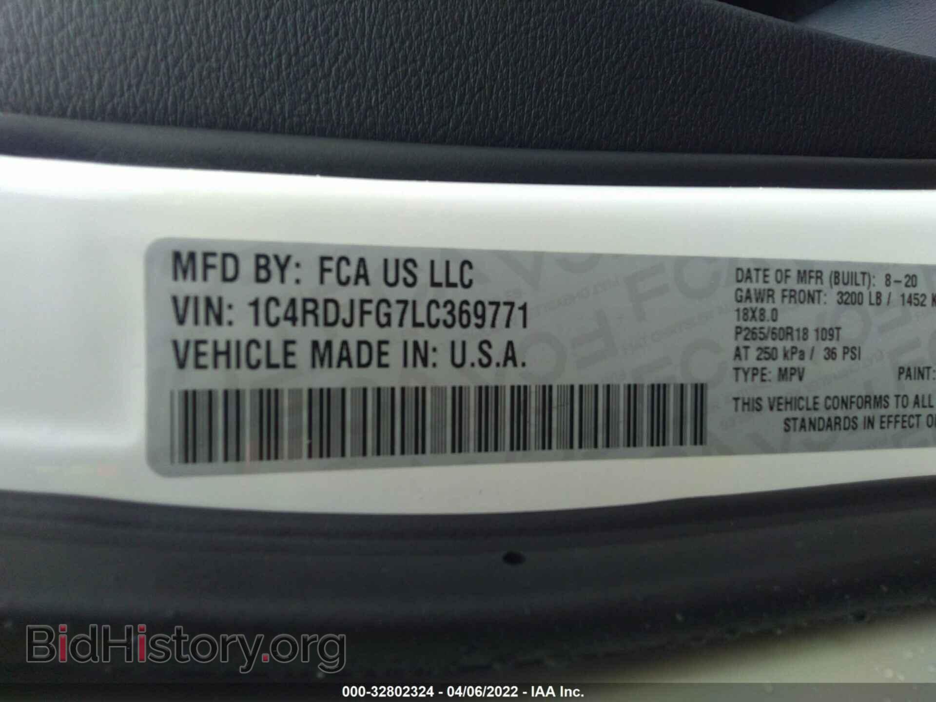 2020 DODGE DURANGO - VIN: 1C4RDJFG7LC369771 - Фото 9